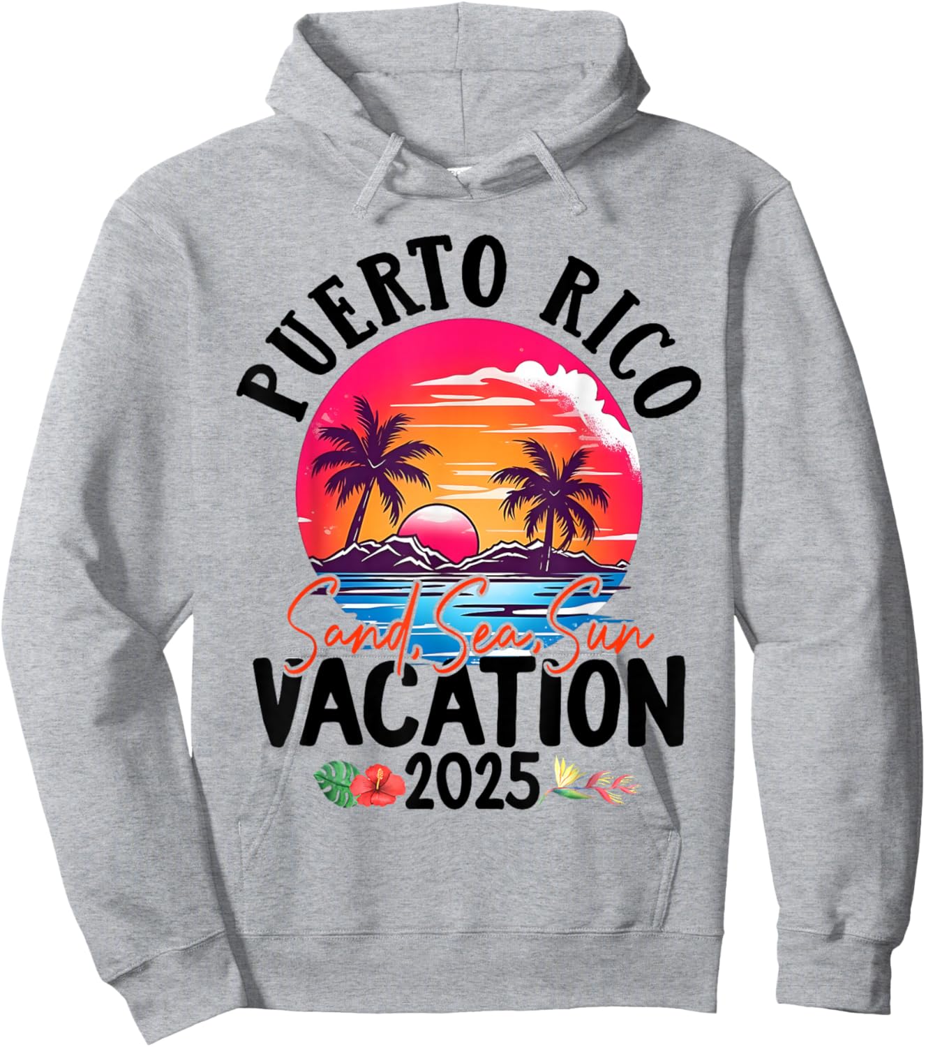 Puerto Rico Vacation 2025 Souvenir Matching Family Group by Puerto Rico Vacation Souvenir Holiday for Families, Couples, Groups - Blue, -Adults, -Kids, Short Sleeve Hoodie - Hoodie | Ash