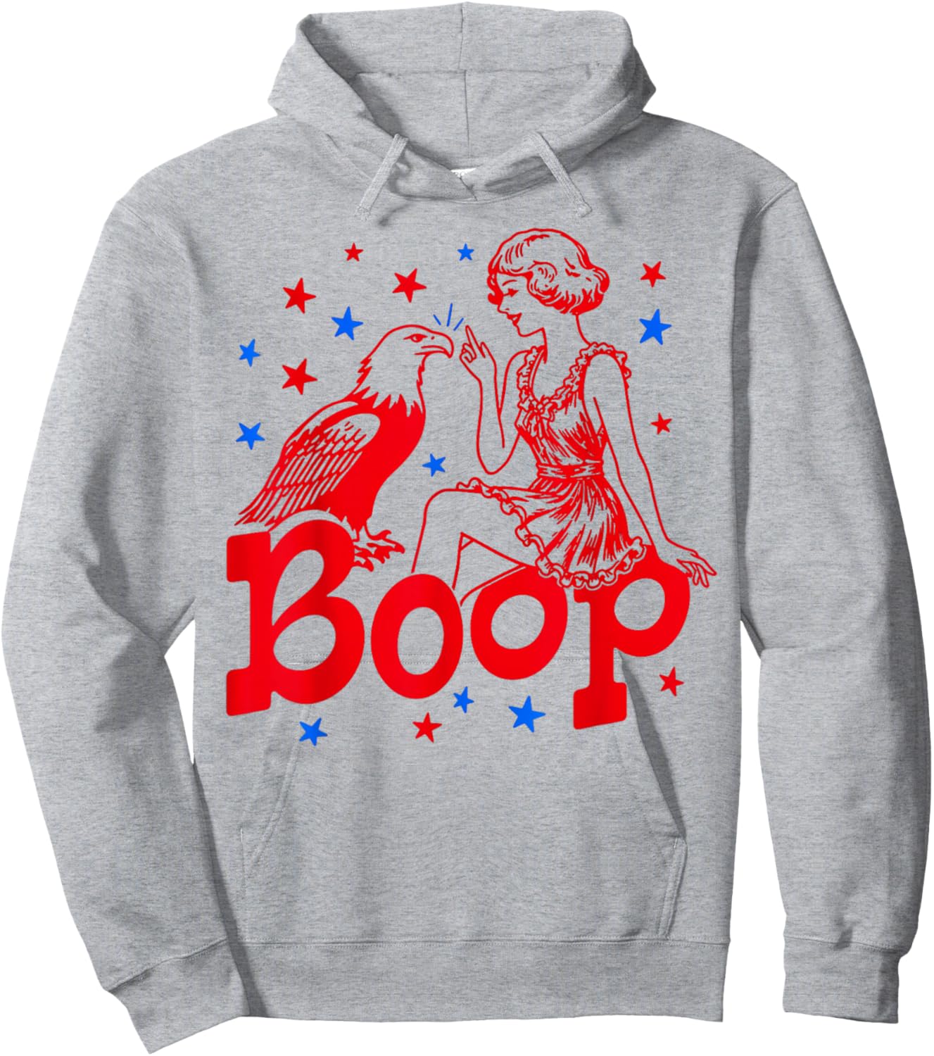 Hand Boop Nose Girl Eagle Patriotic 4th of July Hoodie - Hoodie | Ash