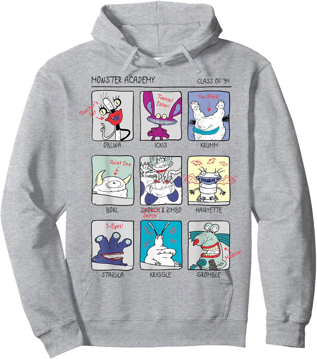 Aaahh!!! Real Monsters Yearbook Photos Page Hoodie - Hoodie | Ash