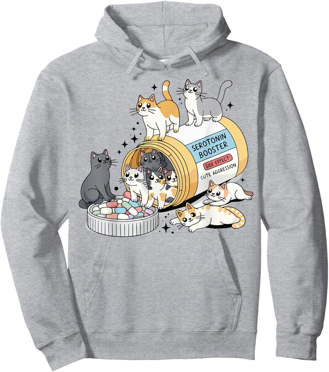 Funny Cat Lover Mental Health Serotonin Booster Hoodie - Hoodie | Ash