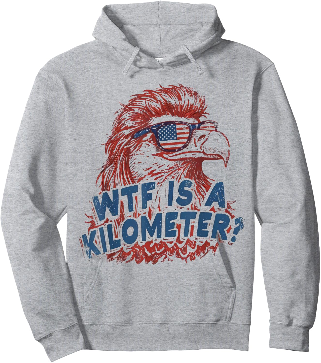 WTF is A Kilometer Patriotic Eagle Humor Hoodie - Hoodie | Ash