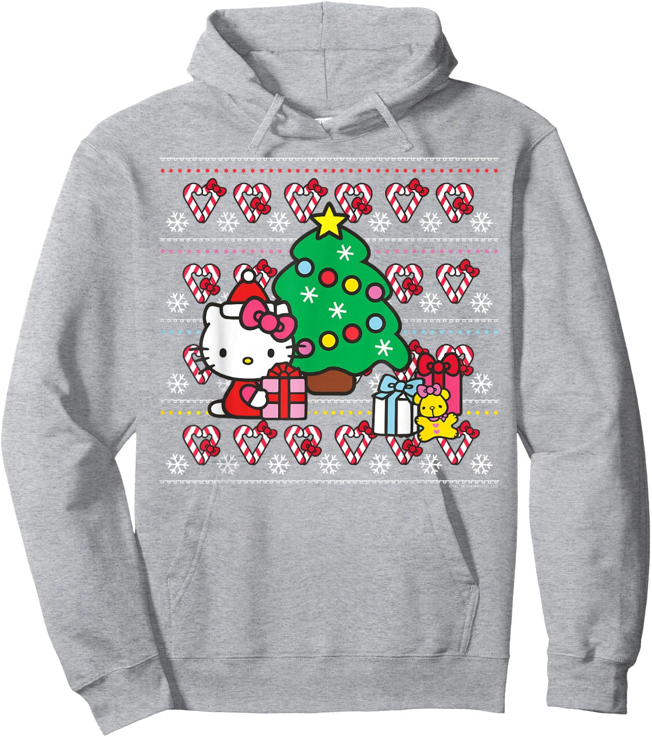 Hello Kitty Candy Cane Christmas Sweater Shirt Hoodie - Hoodie | Ash