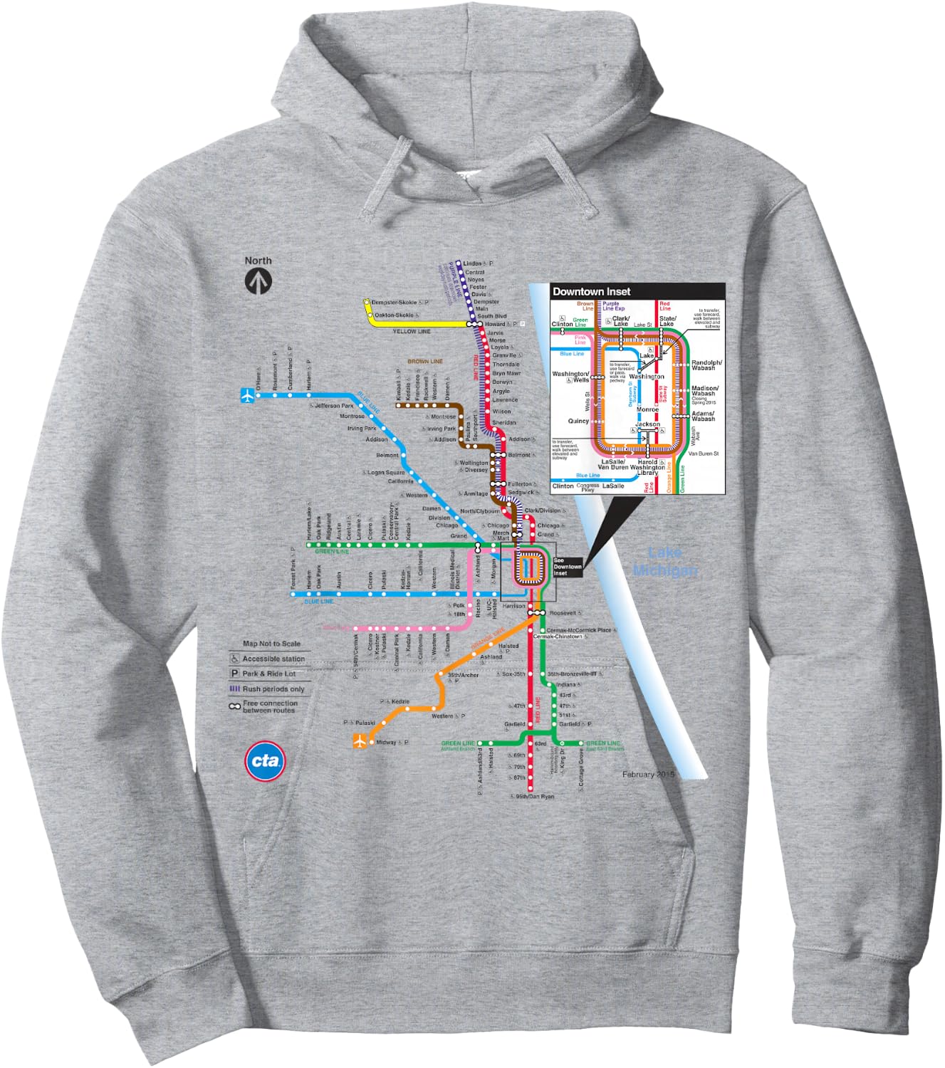 CTA Rail Map Hoodie - Hoodie | Ash