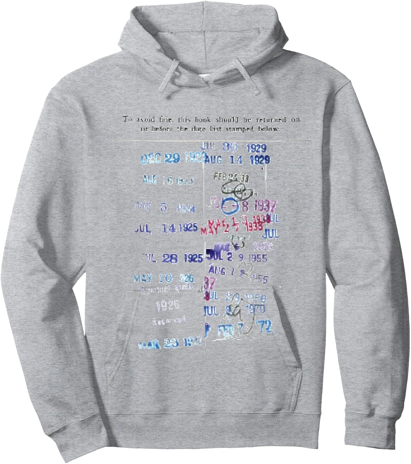 "Library Stamp' - Librarian Due Date Card Shirt Hoodie - Hoodie | Ash