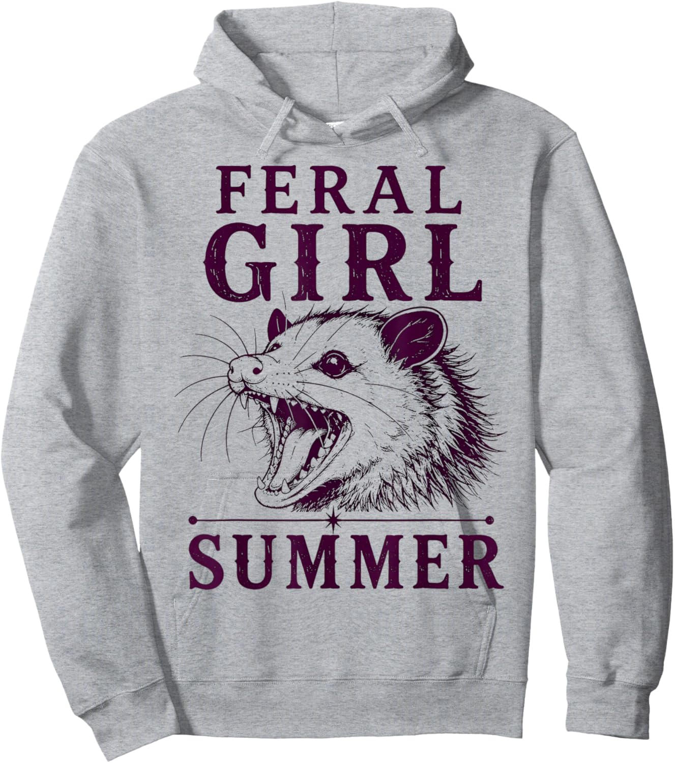 Feral Girl Summer Opossum Vintage Hoodie - Hoodie | Ash