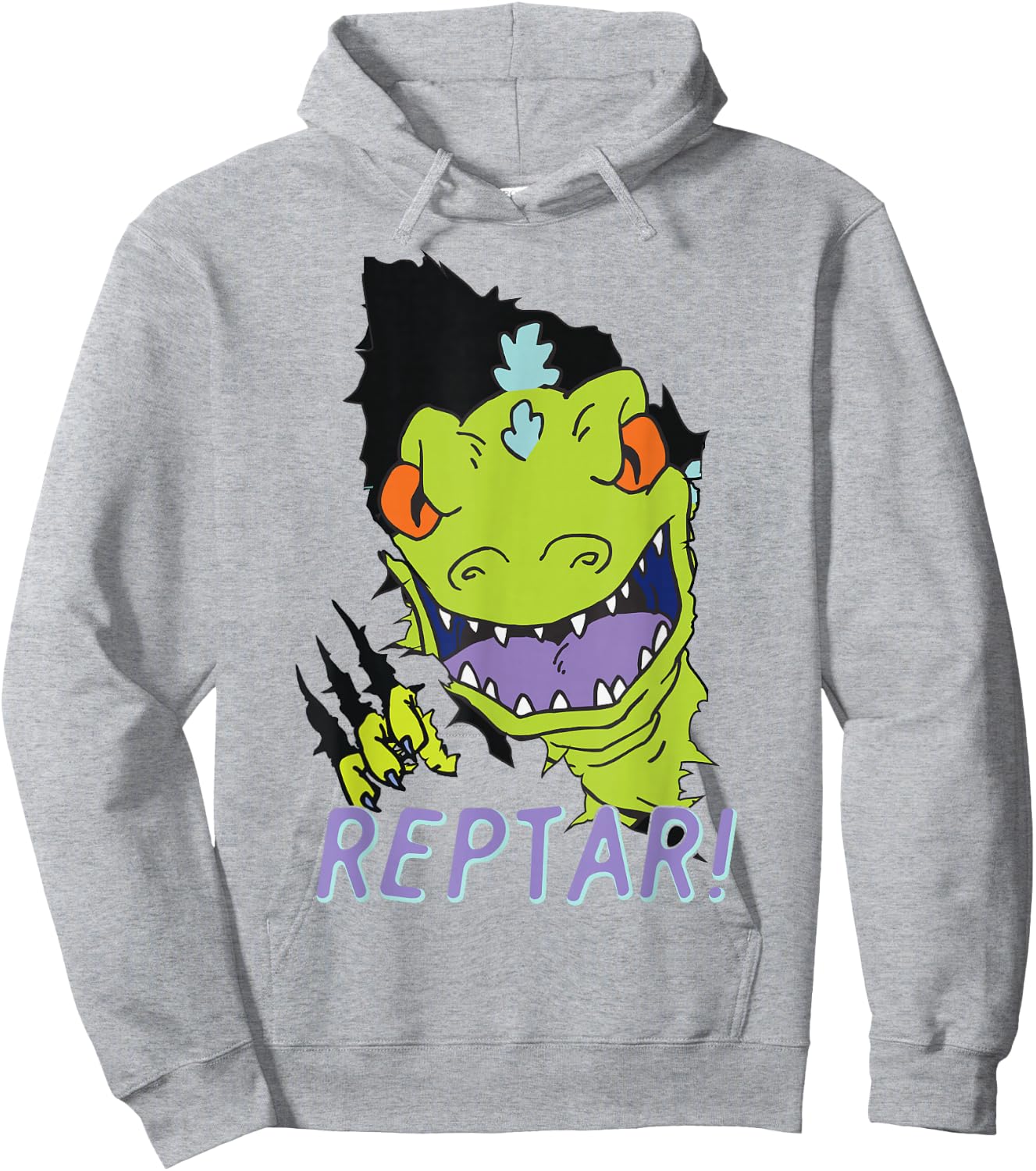 Rugrats Reptar Claws Tearing Through Graphic Hoodie - Hoodie | Ash