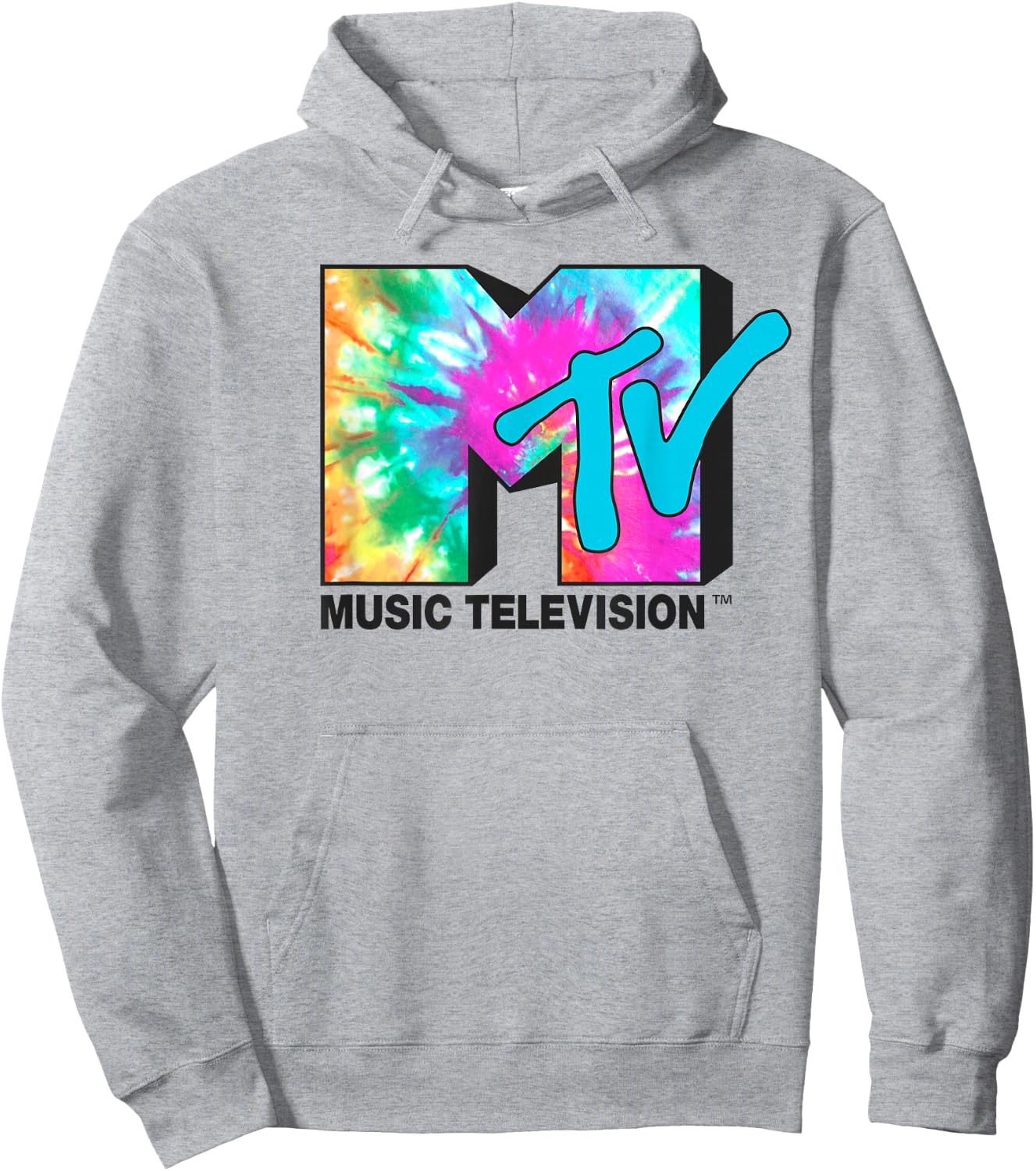 MTV Bright Rainbow Tie Dye Logo Small Hoodie - Hoodie | Ash