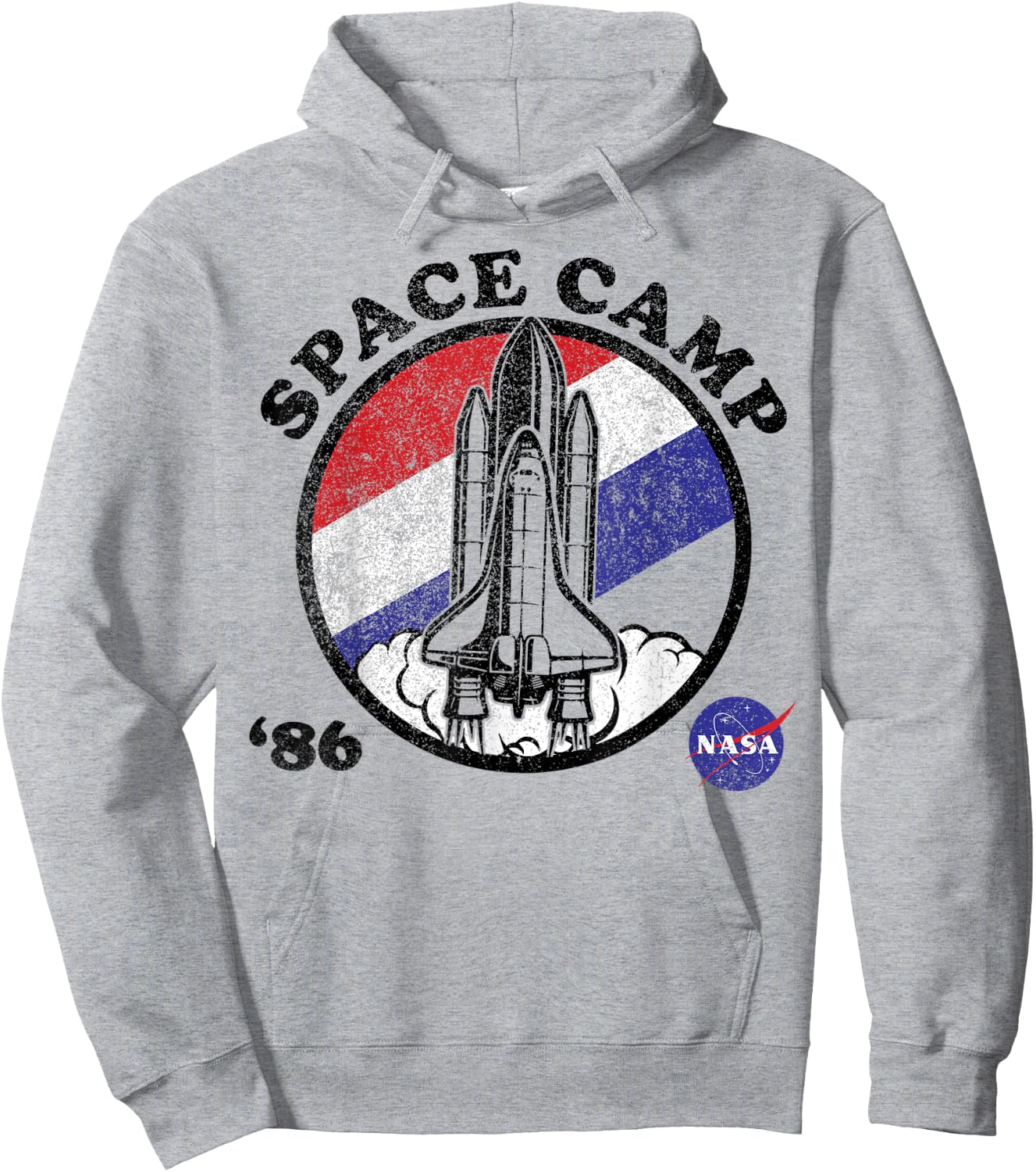 NASA Space Camp Red White Blue '86 Badge Hoodie - Hoodie | Ash