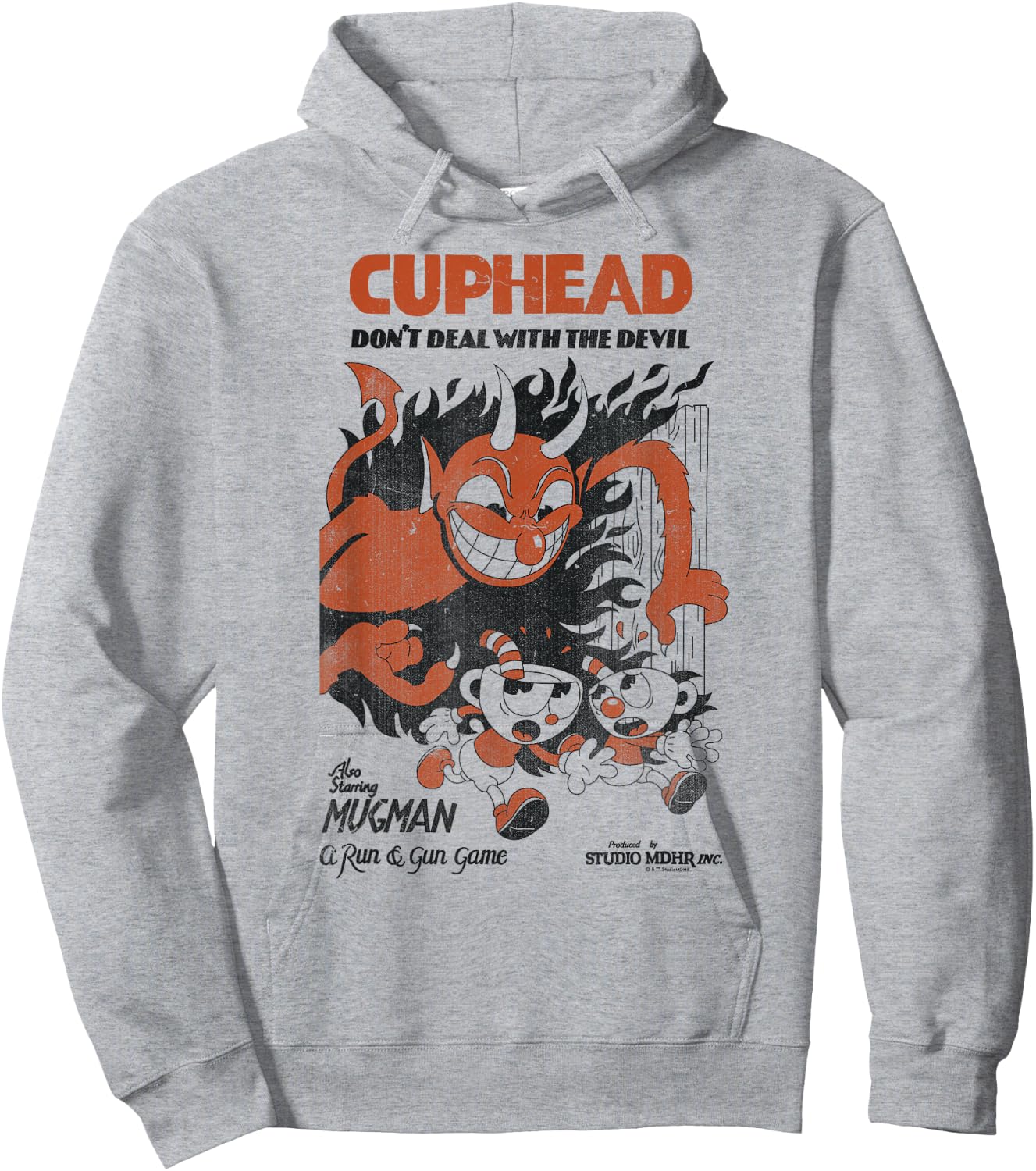 Cuphead Mugman Running from The Devil Hoodie - Hoodie | Ash