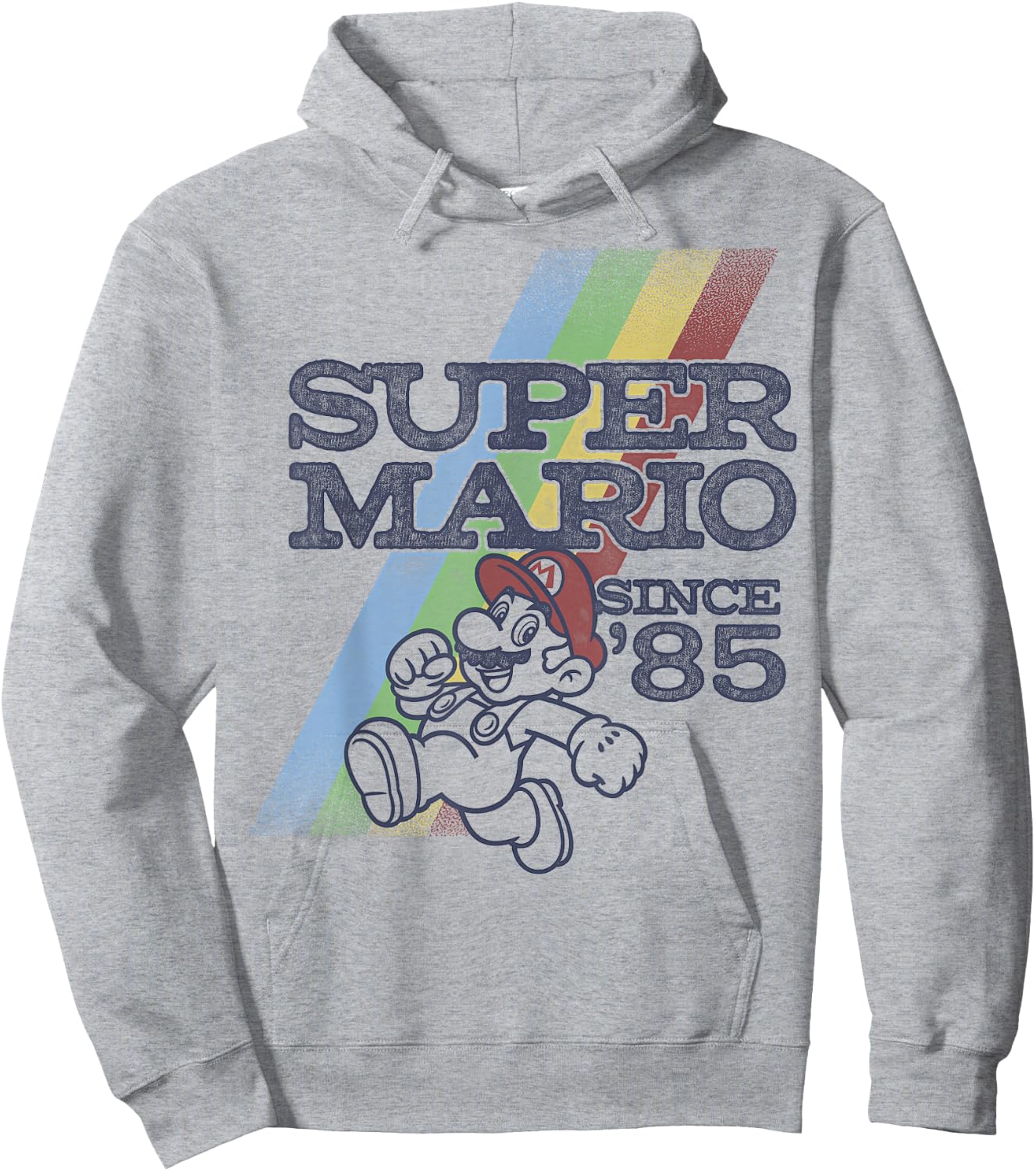 Nintendo Super Mario Retro Rainbow '85 Graphic Hoodie - Hoodie | Ash
