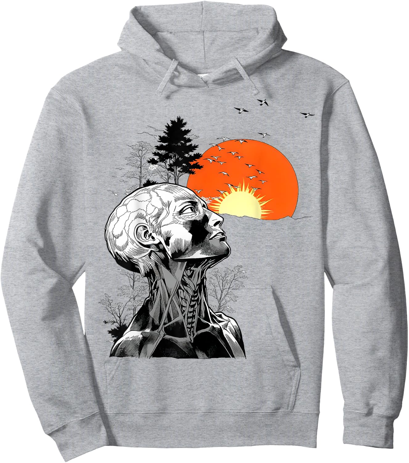 Hangover Human Tree Graphic Hoodie - Hoodie | Ash