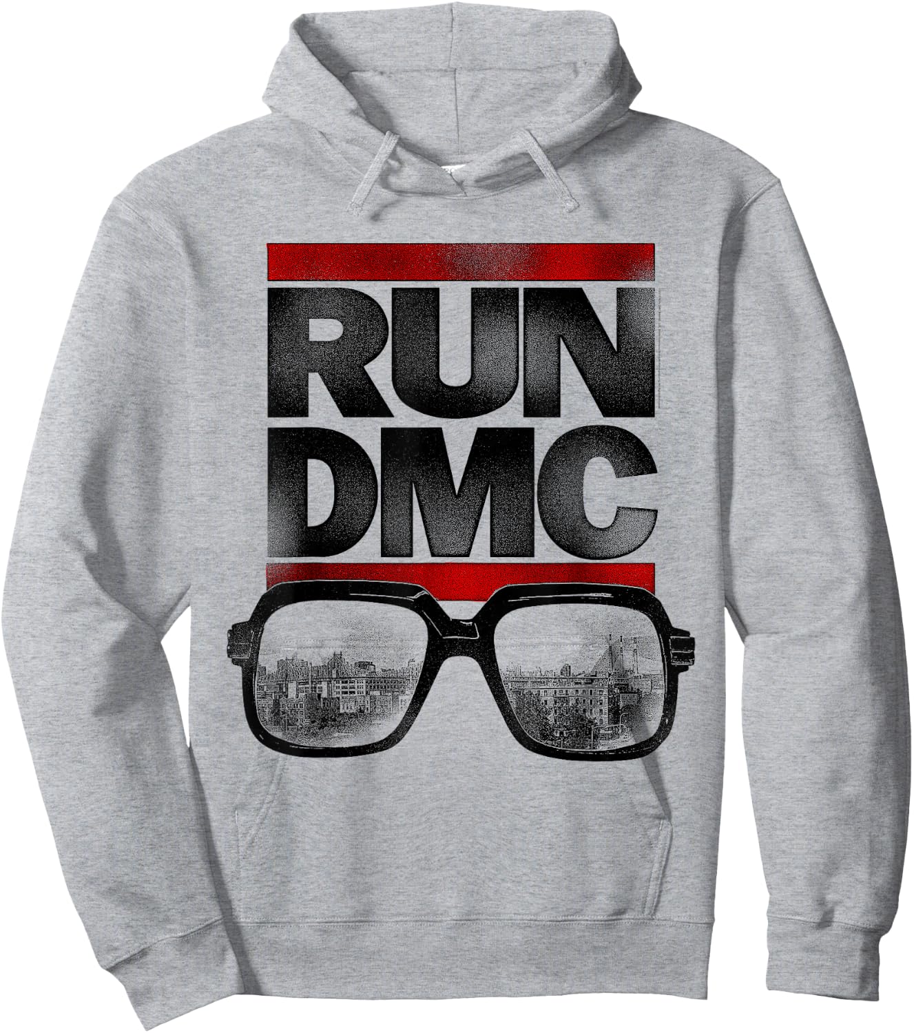 Run DMC Official NYC Glasses Hoodie - Hoodie | Ash