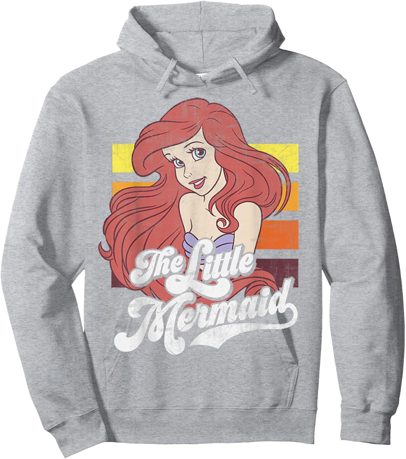 Disney Little Mermaid Vintage Stripes Graphic Hoodie - Hoodie | Ash