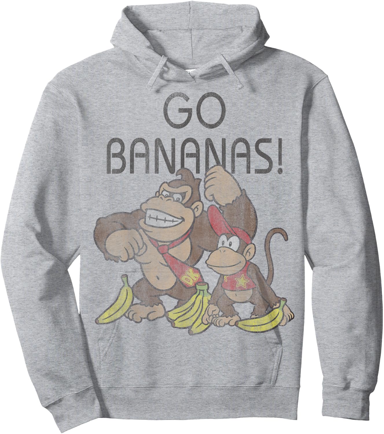 Nintendo Donkey Kong Go Bananas Vintage Graphic Hoodie - Hoodie | Ash