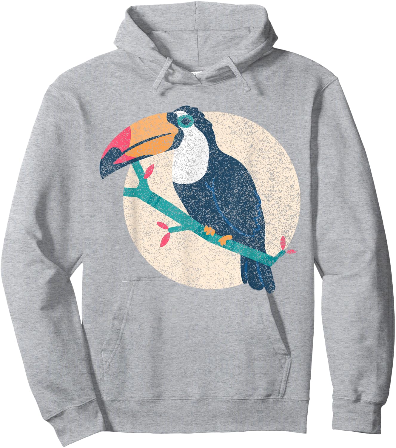 Cool Vintage Distressed Animal Co. - Vintage Distressed Style Toucan - -Adults - Grey - Small - Short Sleeve - Classic Fit - Cotton 50%, Polyester 50% Hoodie - Hoodie | Ash