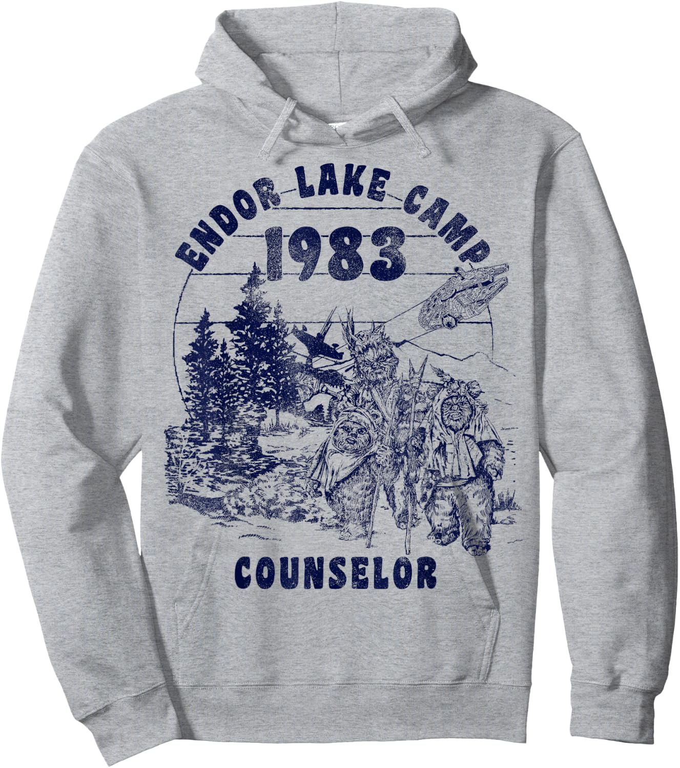 Star Wars Endor Lake Camp Counselor 1983 Logo Hoodie - Hoodie | Ash
