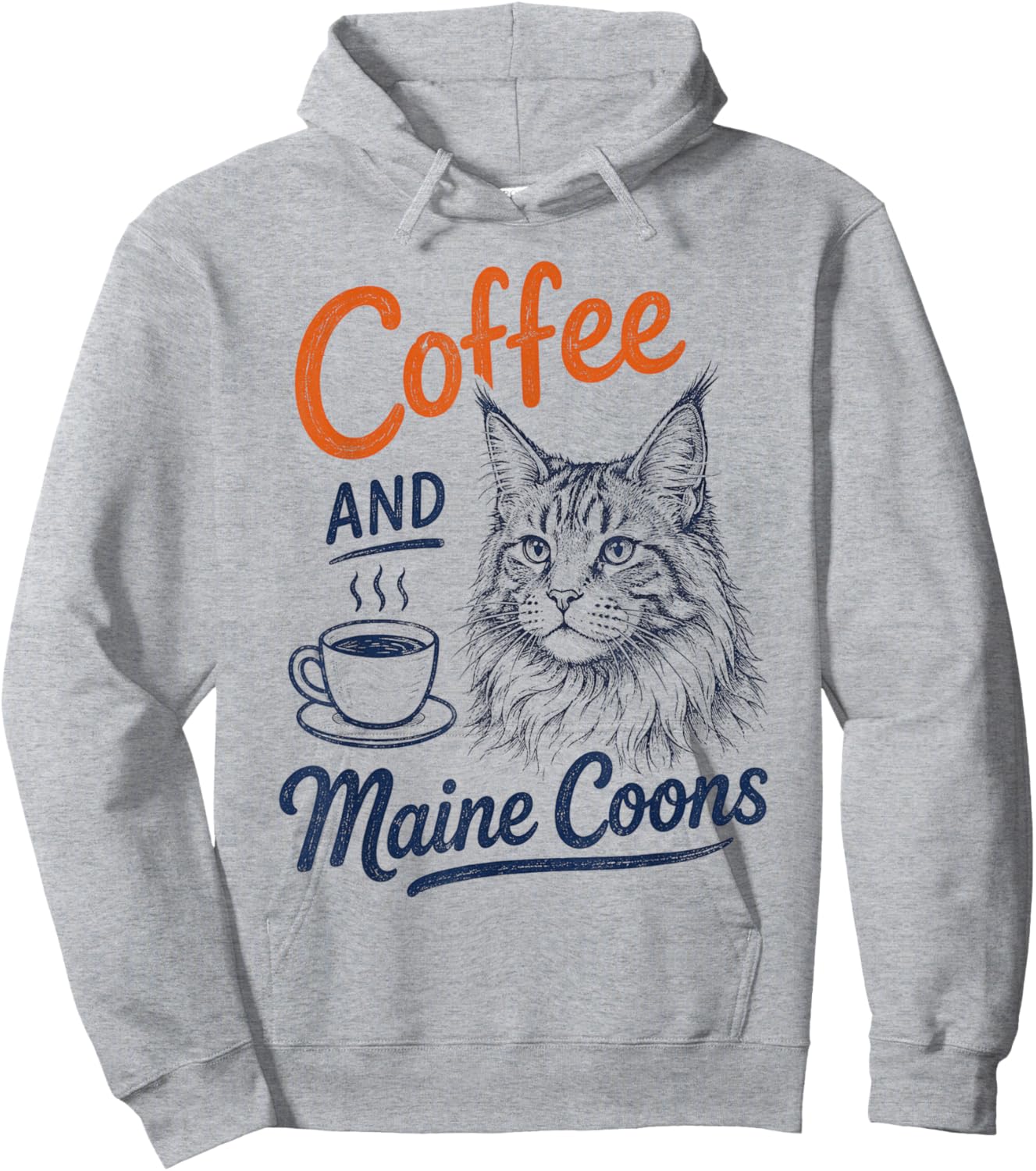 Coffee and Maine Coons Cat Lover Gift Retro Hoodie - Hoodie | Ash