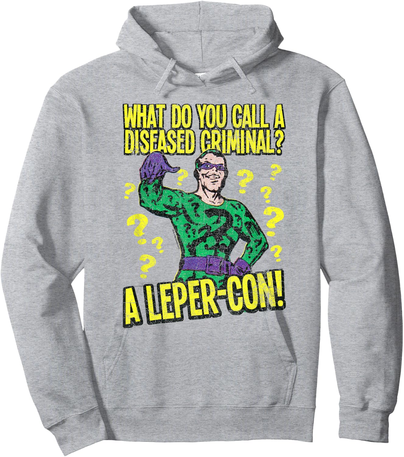 Batman Riddler Diseased Criminal T Shirt Hoodie - Hoodie | Ash