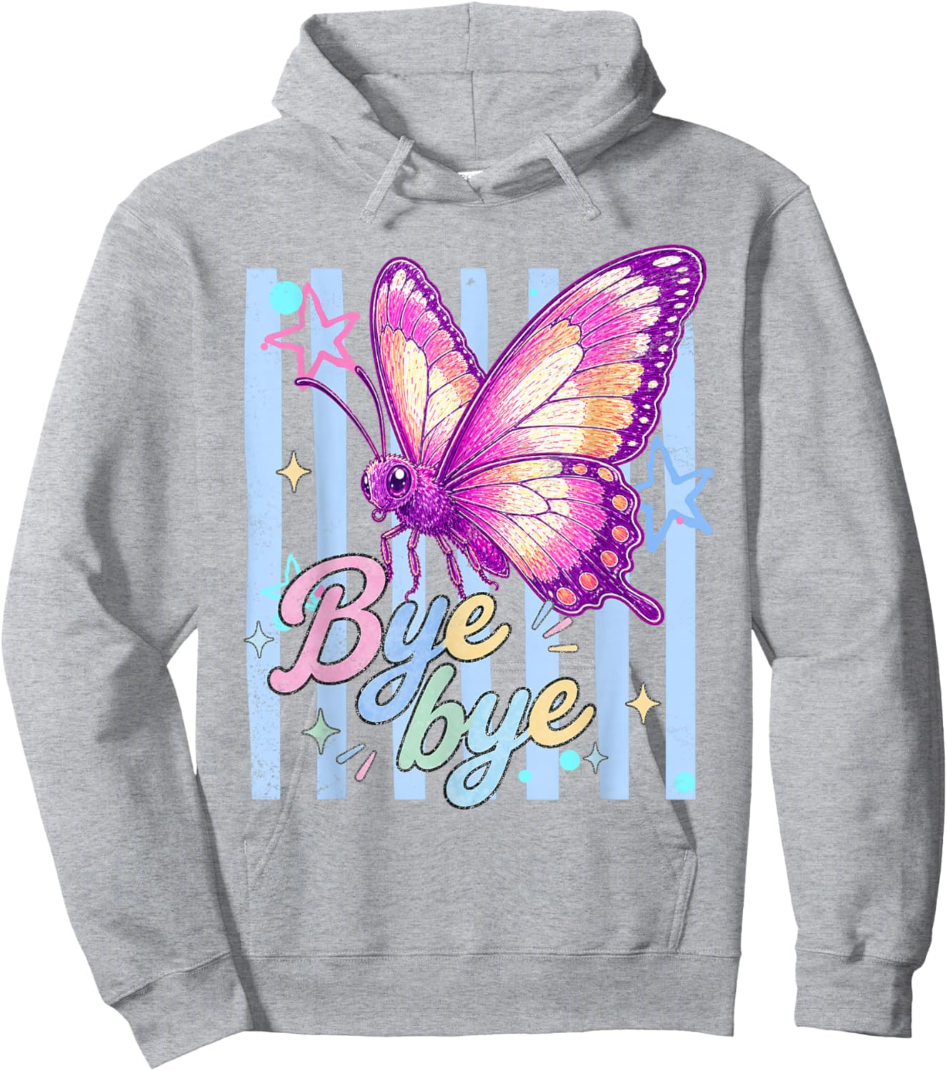Colorful Butterfly Bye Bye Whimsical Aesthetic Hoodie - Hoodie | Ash