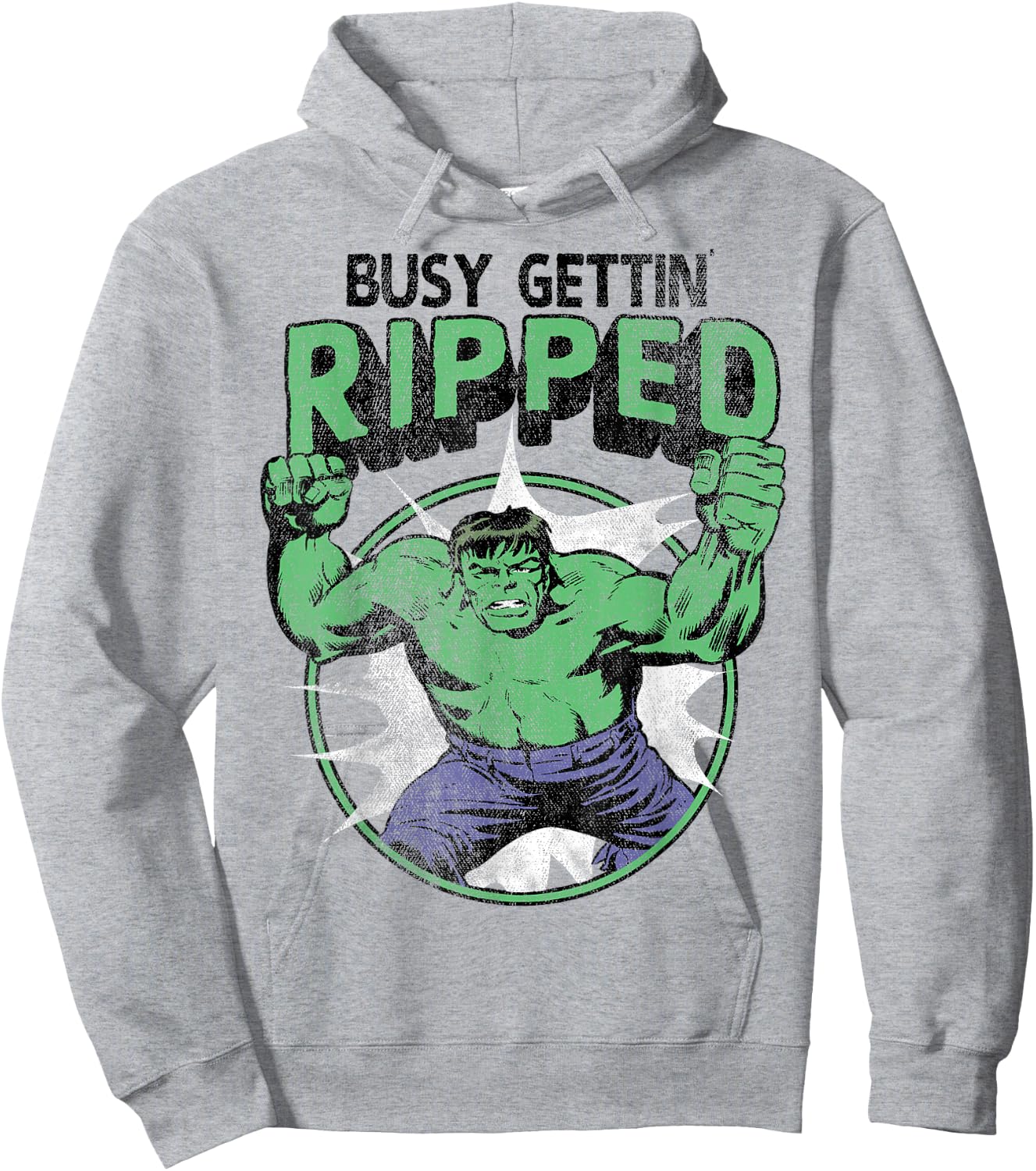 Marvel Hulk Busy Gettin Ripped Workout Hoodie - Hoodie | Ash
