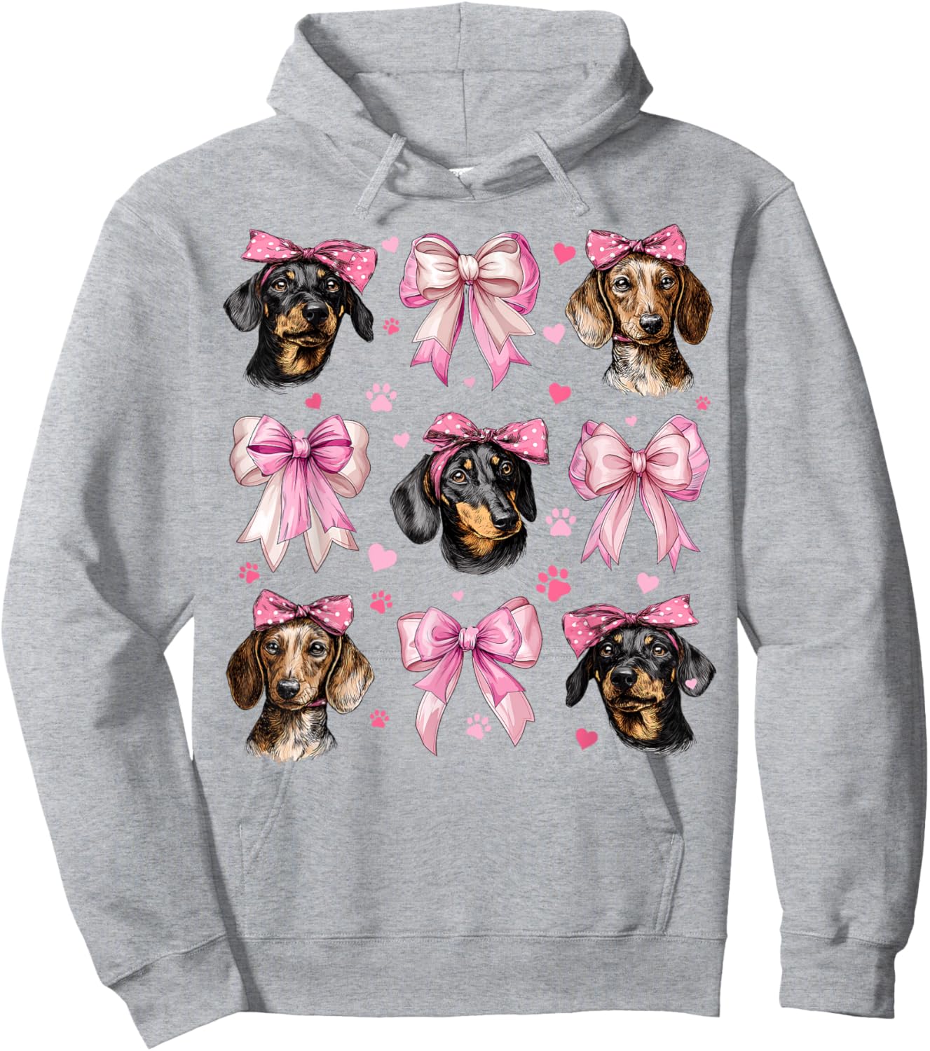 Dachshund Dog Mom Girl Coquette Bow Pink Hoodie - Hoodie | Ash