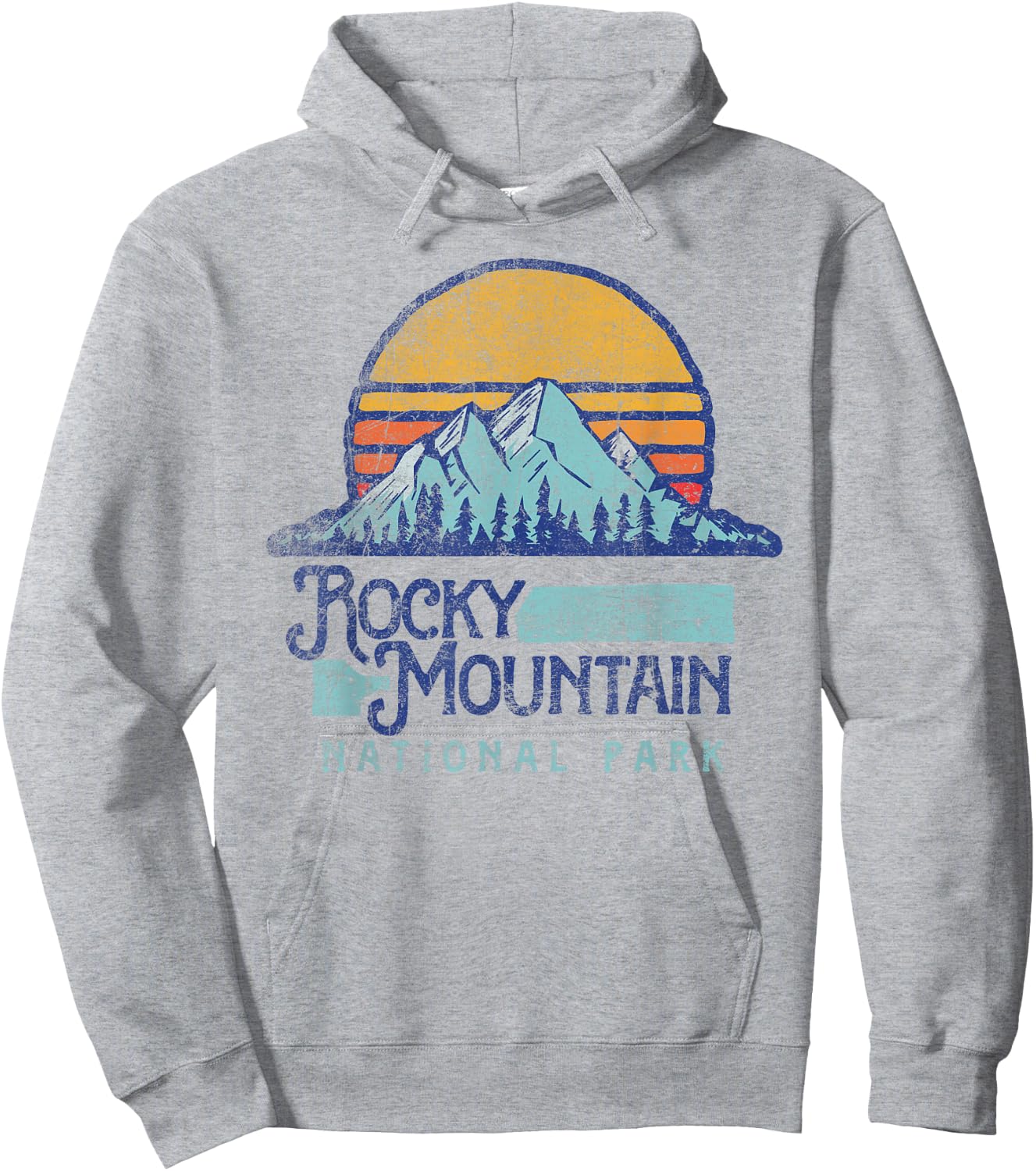 Vintage Rocky Mountain National Park Retro Hoodie - Hoodie | Ash