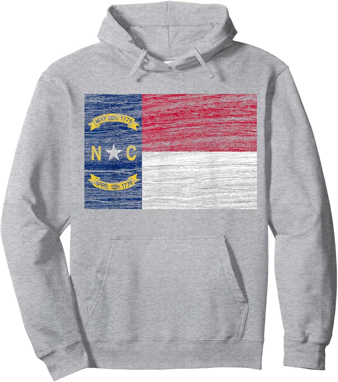 North Carolina State Flag Vintage Distressed NC Hoodie - Hoodie | Ash