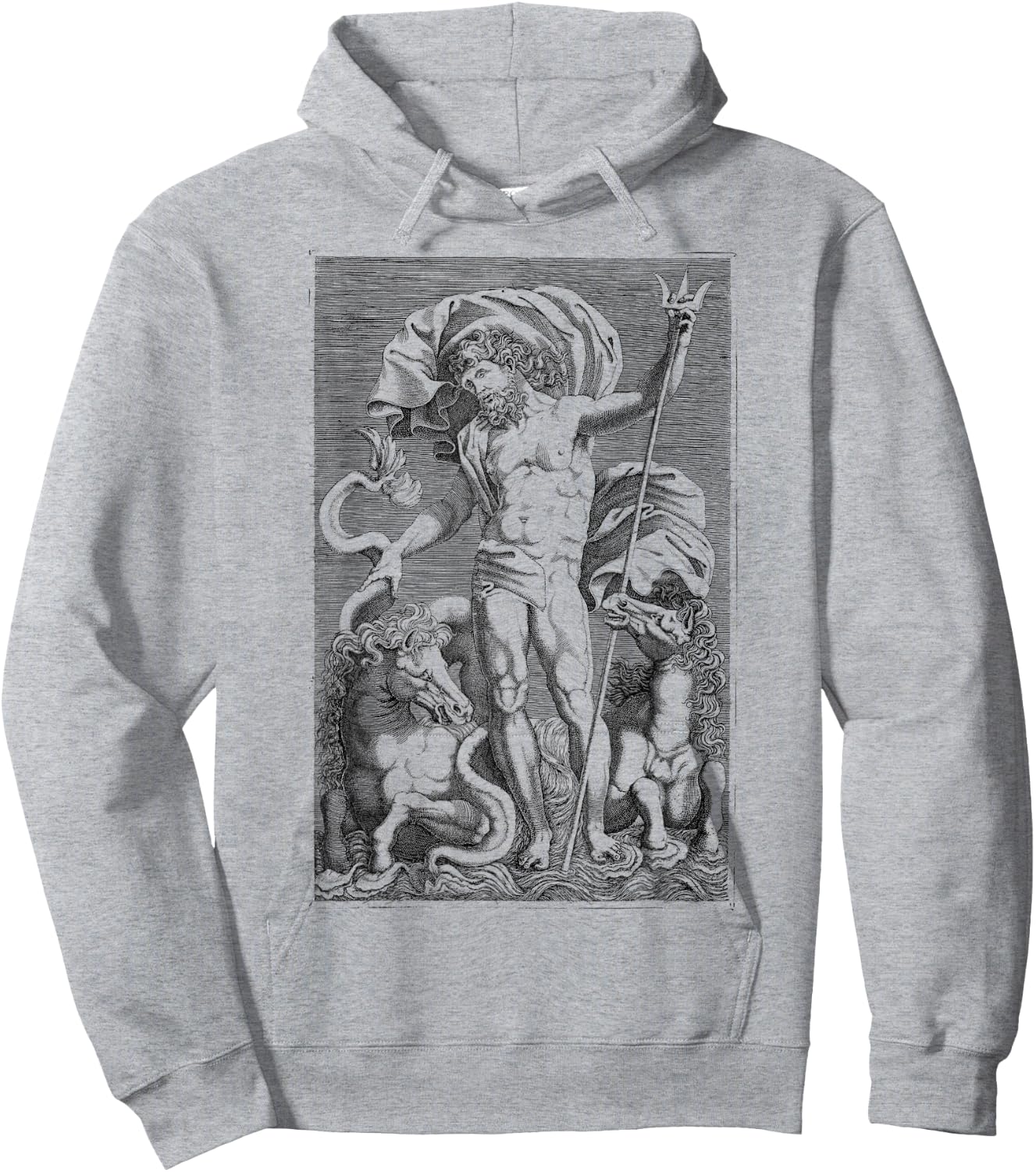 Poseidon Trident Greek God Mythology Sea Horses Hoodie - Hoodie | Ash