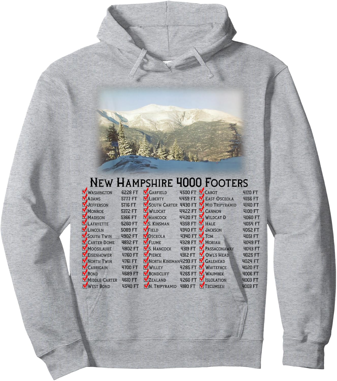 New Hampshire 4000 Footers Hoodie - Hoodie | Ash