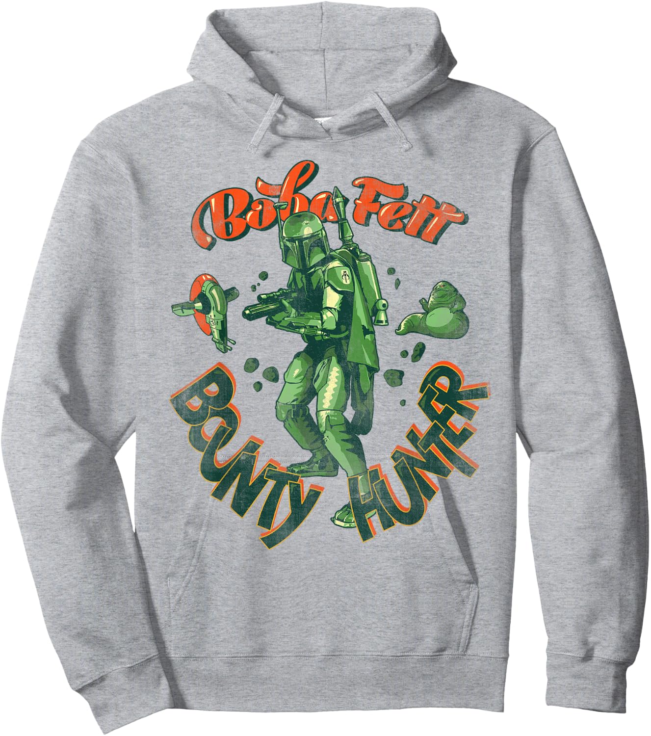 Star Wars Boba Fett Bounty Hunter Retro Font Hoodie - Hoodie | Ash