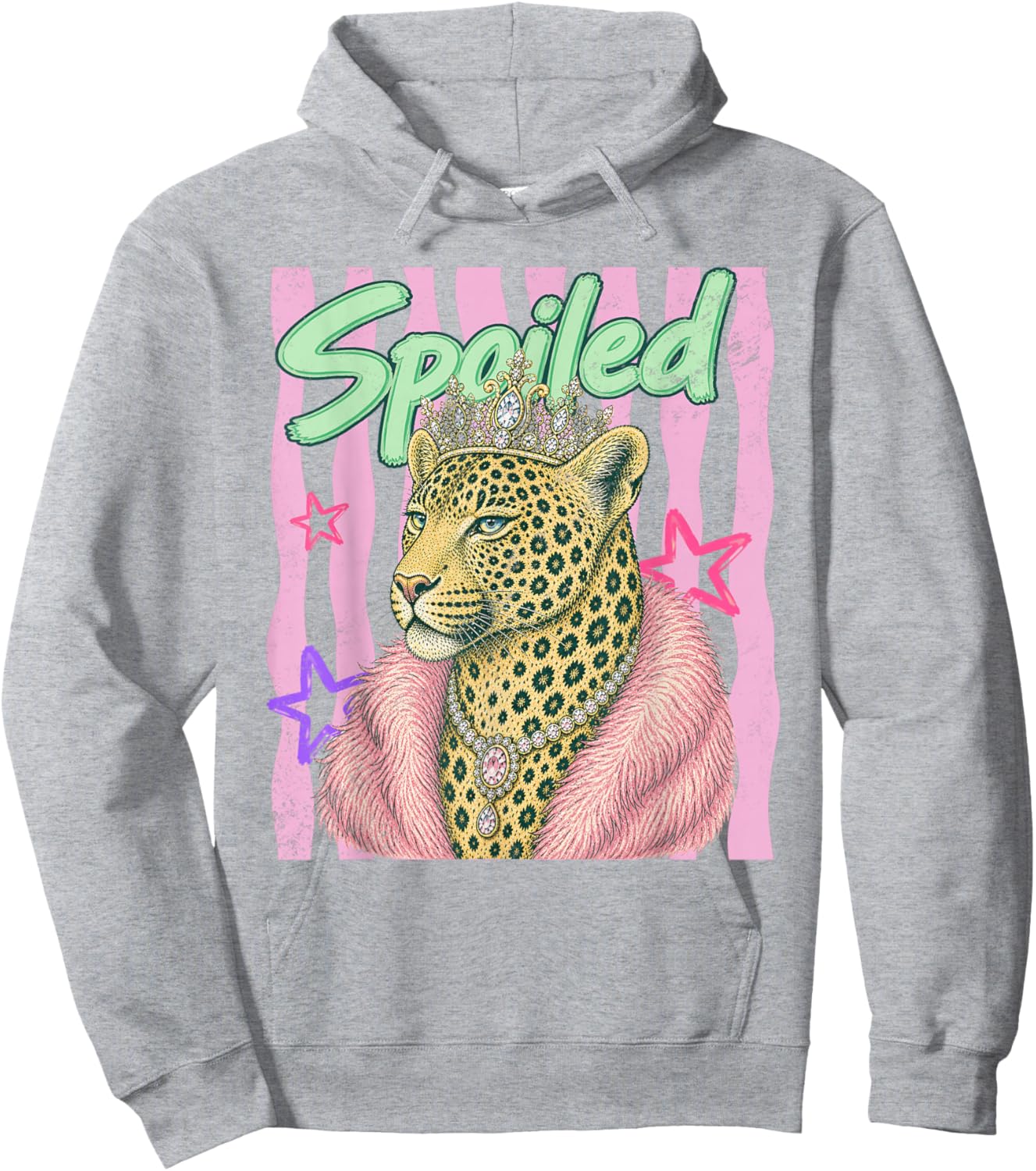 Spoiled Leopard Queen Crown Feline Design Hoodie - Hoodie | Ash