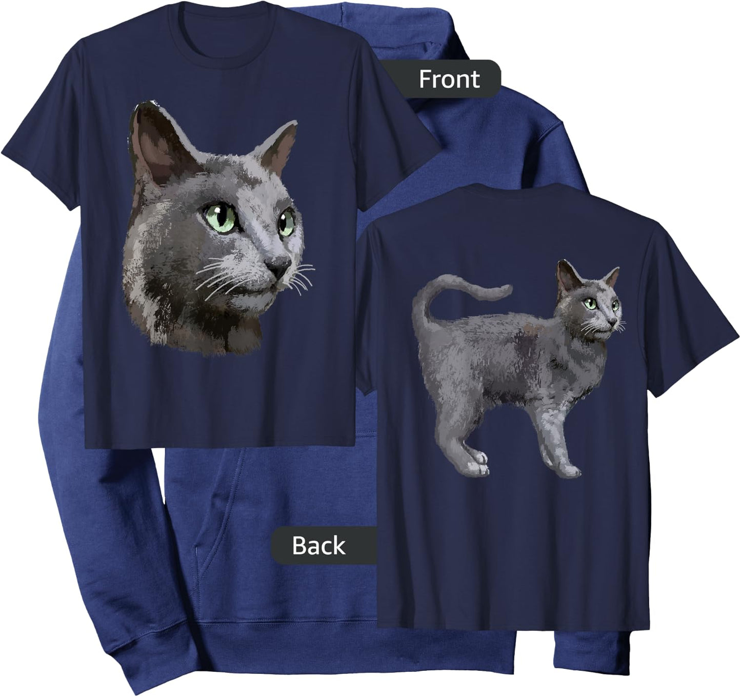 Russian Blue Cat T Shirt Men Women Kids Hoodie - Hoodie | Navy