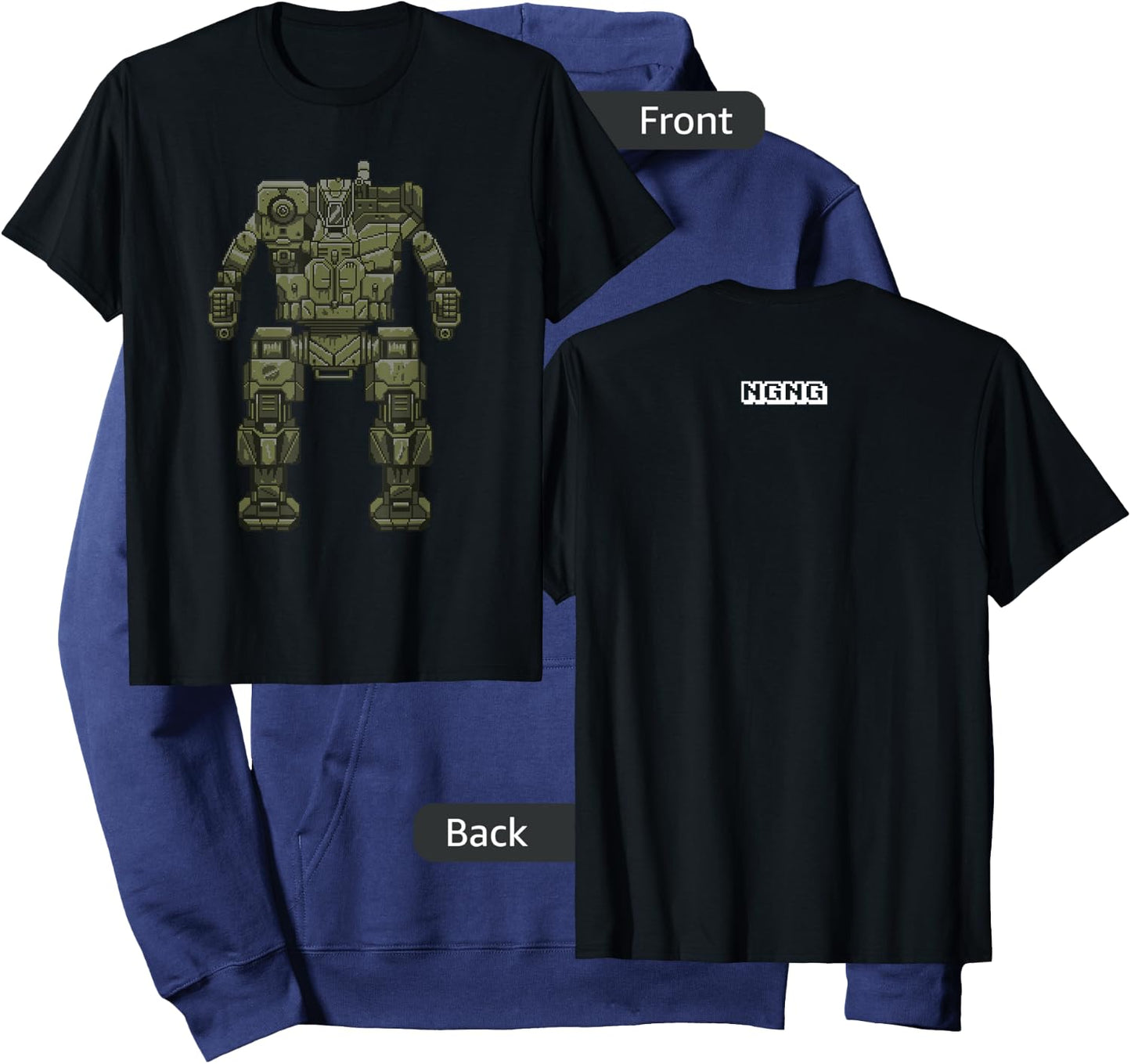 No Guts No Galaxy Pixel Hunchback - Women's Black Cotton Polyester Modern U-Neck Short Sleeve Casual Sports Gaming Cosplay - Small/XS Hoodie - Hoodie | Navy