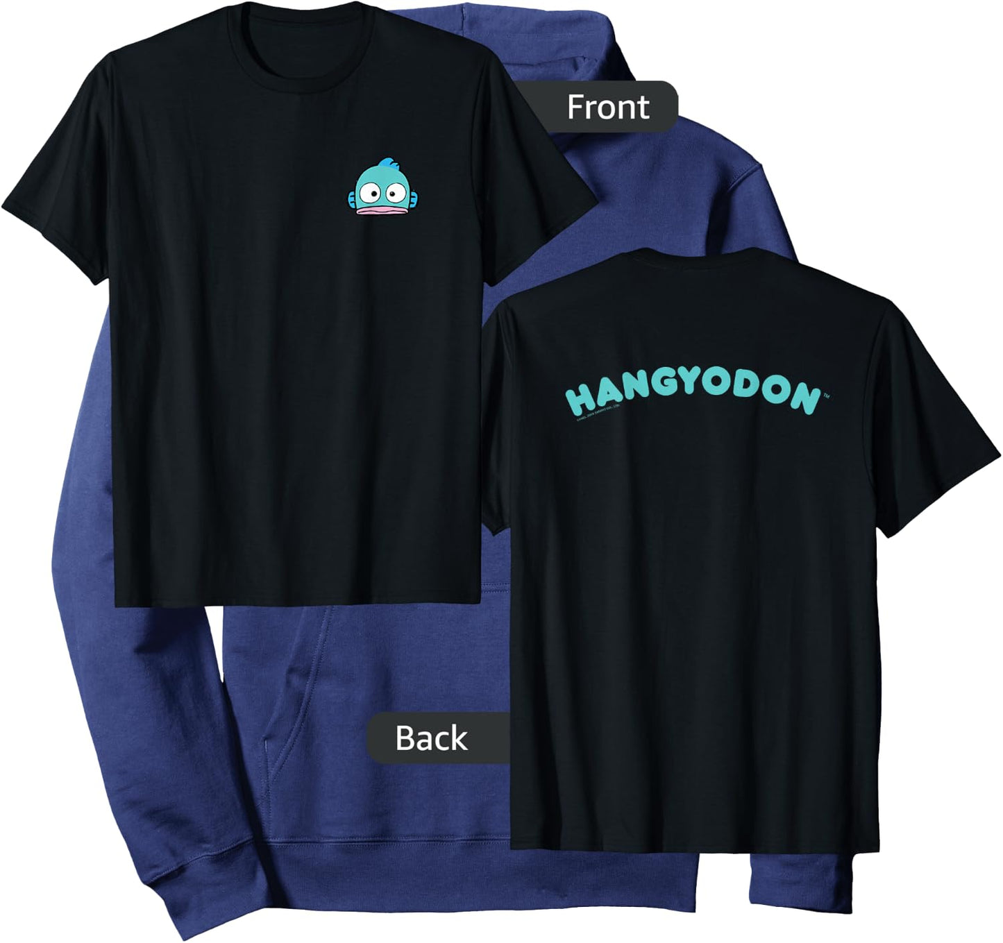 Hangyodon Front and Back Logo Shirt Hoodie - Hoodie | Navy