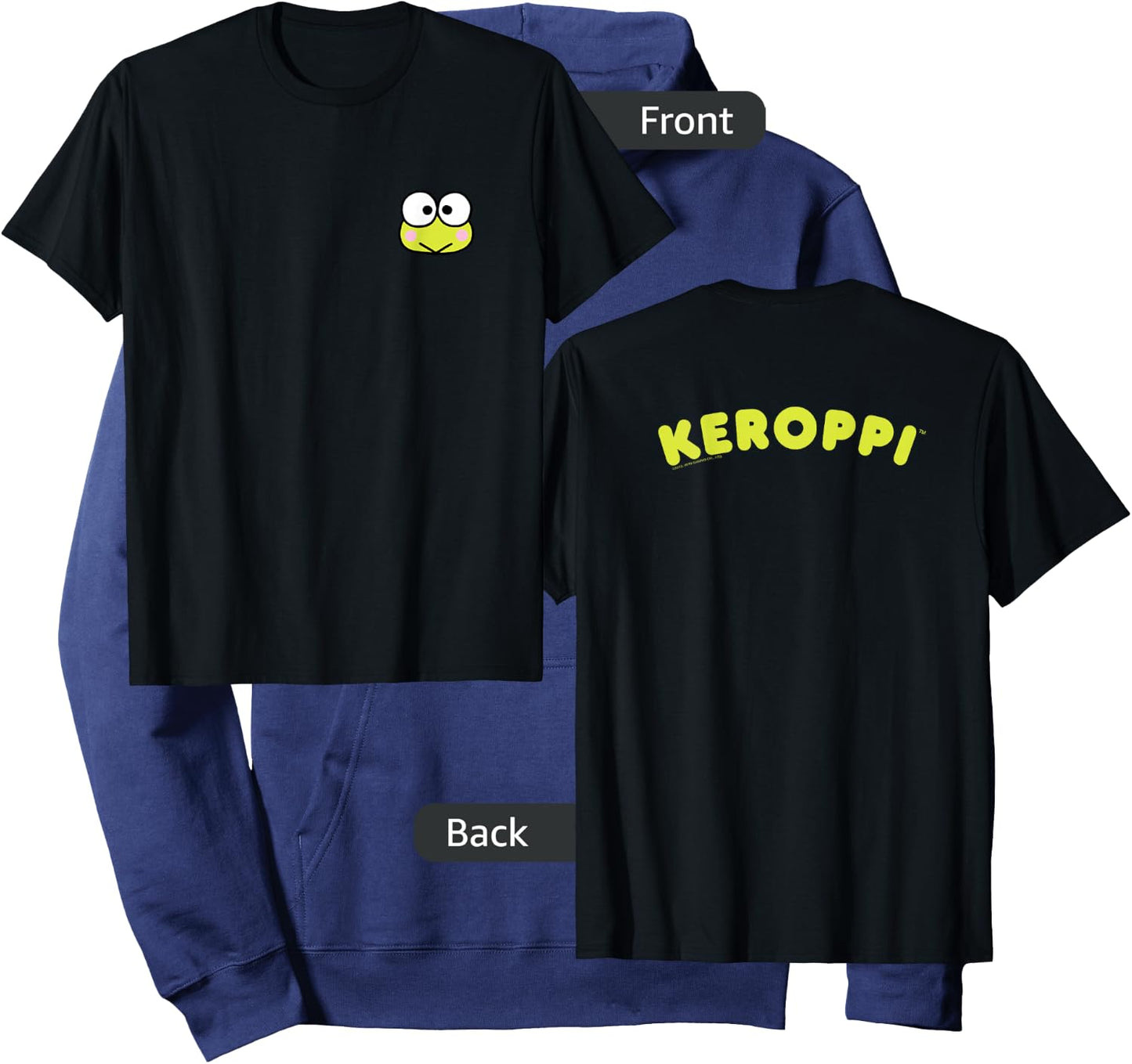 Keroppi Front and Back Logo Shirt Hoodie - Hoodie | Navy