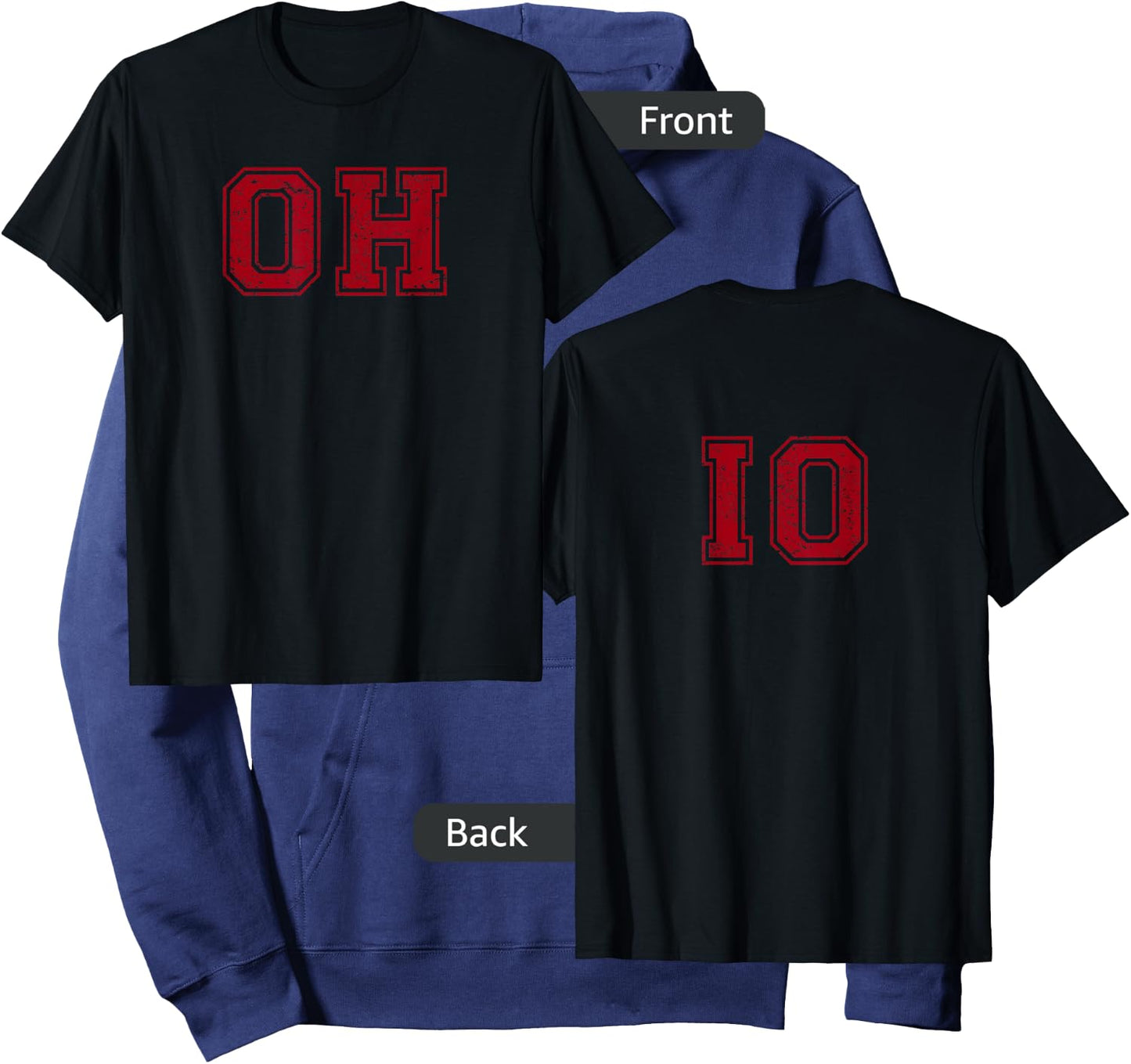 Vintage OH IO Double-sided Hoodie - Hoodie | Navy