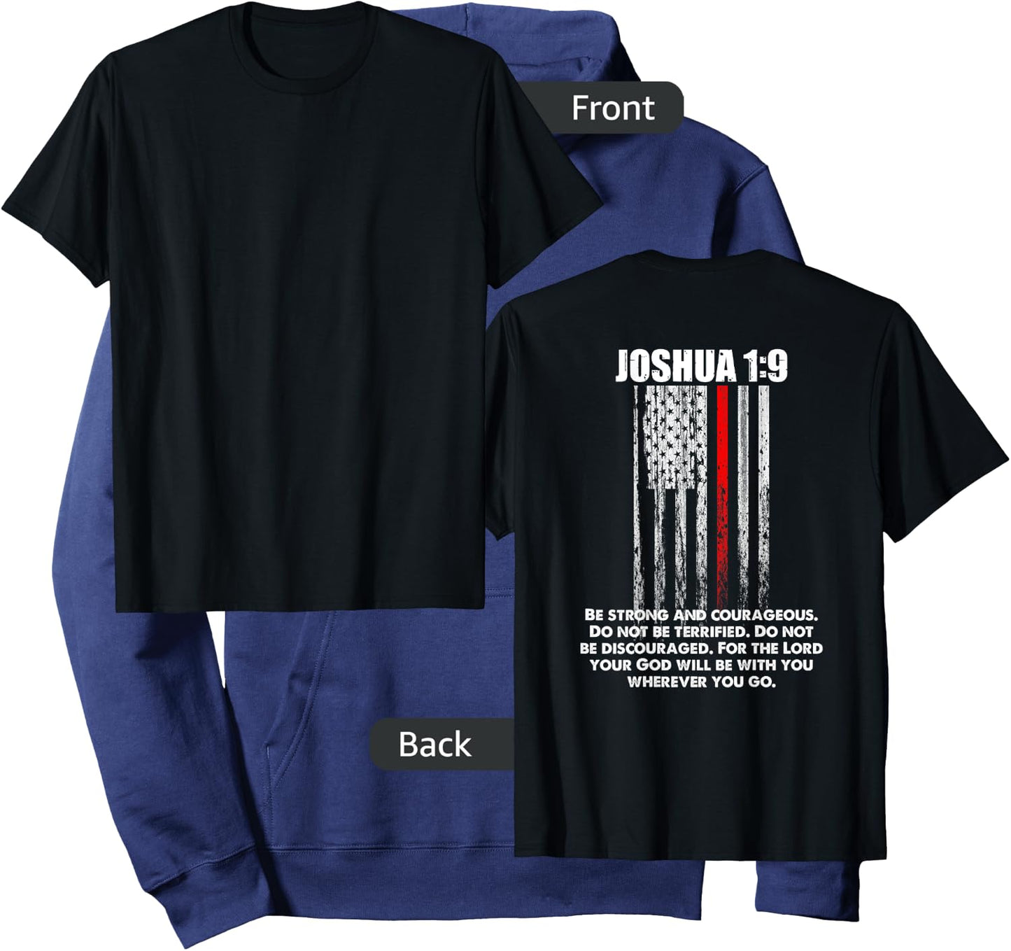 Thin Red Line Firefighter Bible Verse Christian Hoodie - Hoodie | Navy