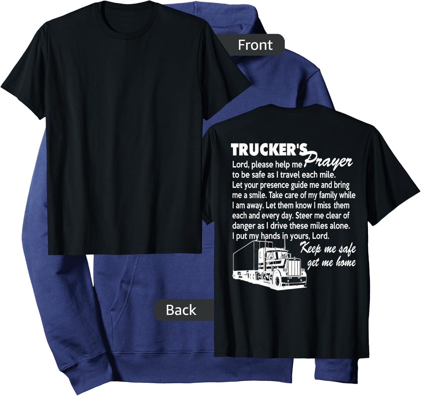 Truckers Prayer Truck Driver gift T Shirt Hoodie - Hoodie | Navy