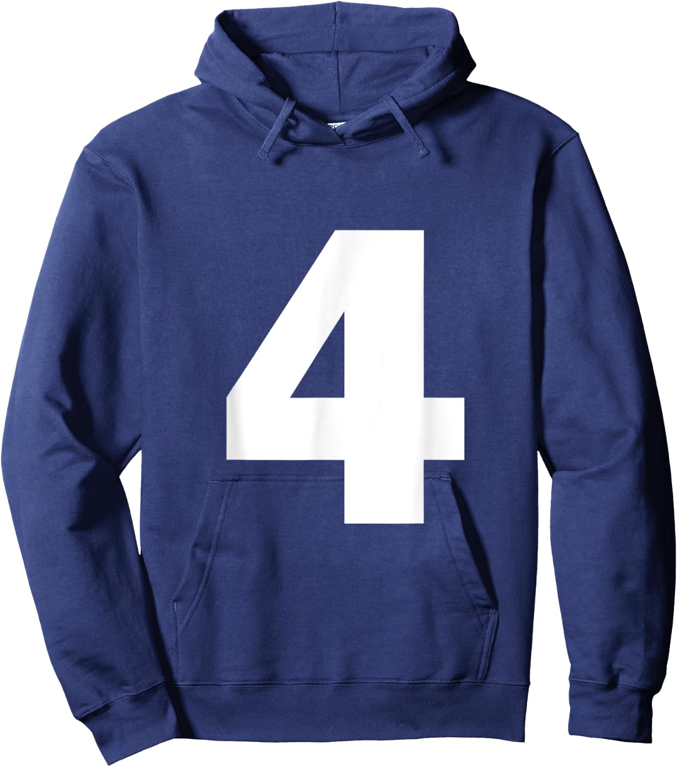 Number 4 Big Bold White Four Numeral Group Hoodie - Hoodie | Navy