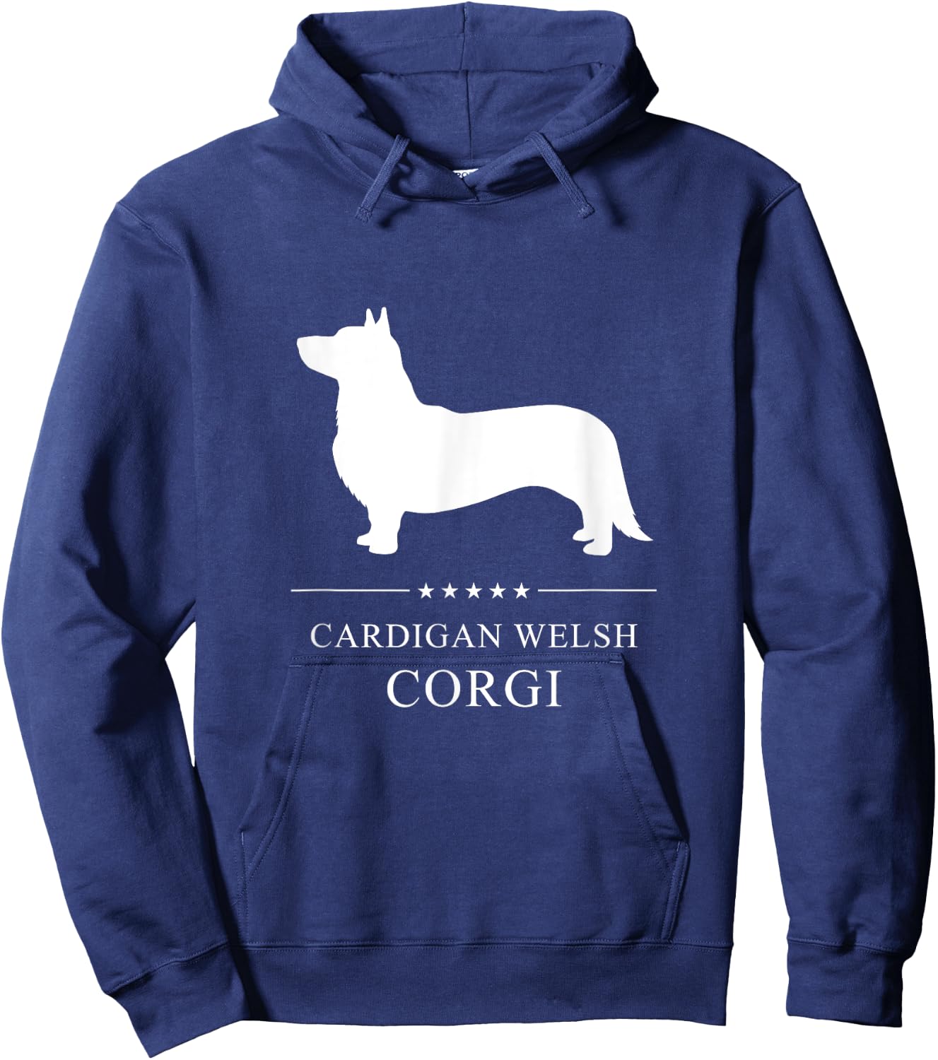 Cardigan Welsh Corgi Dog White Silhouette Hoodie - Hoodie | Navy
