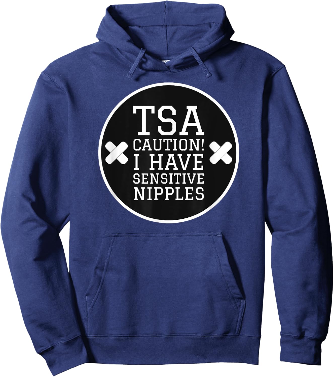 Funny TSA Travel Shirts - TSA Caution I Have Sensitive Nipples - Vacation - Black - Small - Short Sleeve - Classic Fit - Men's Travel Themed Hoodie - Hoodie | Navy