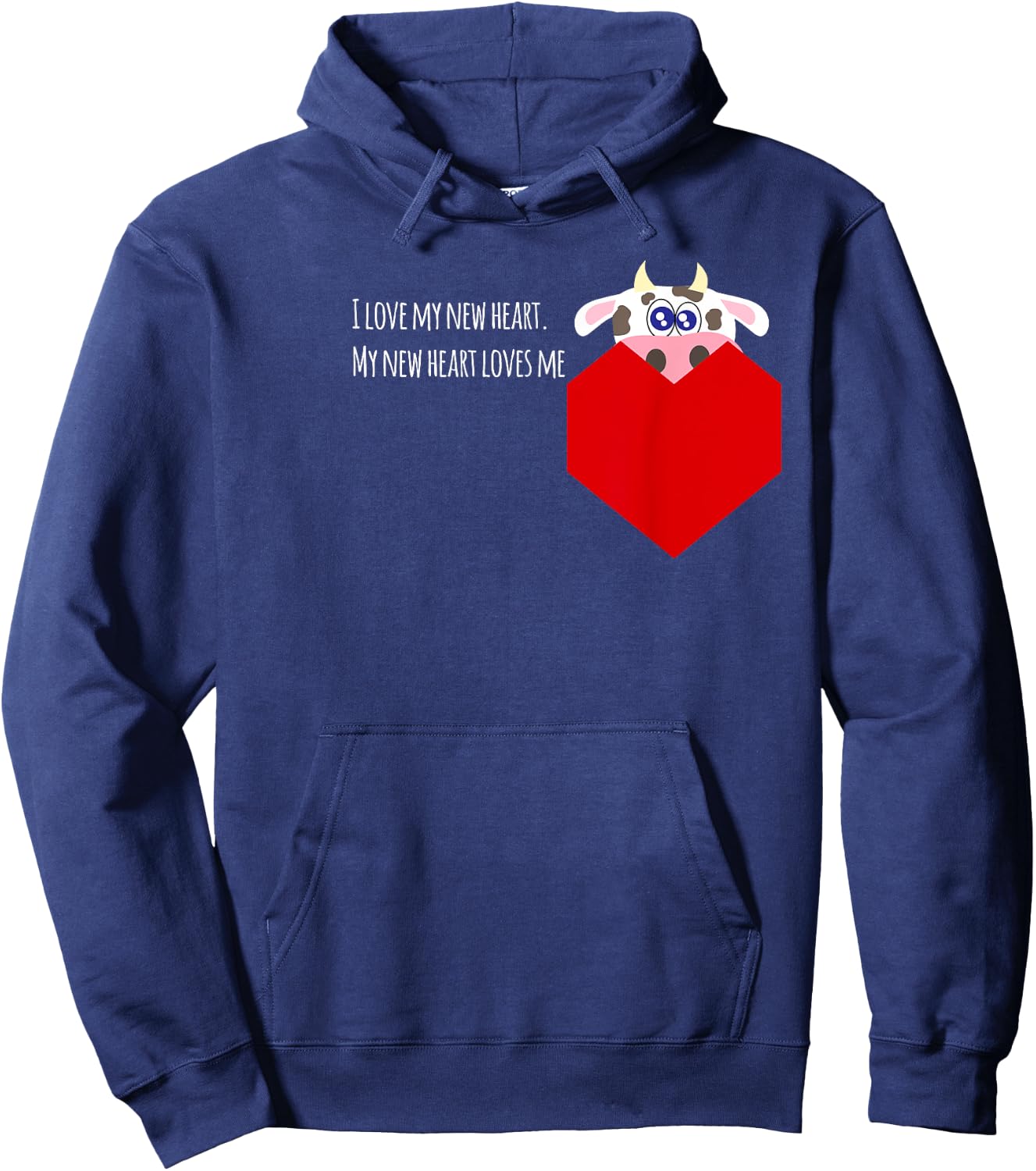 I Love My New Cow Valve Heart Patient Hoodie - Hoodie | Navy