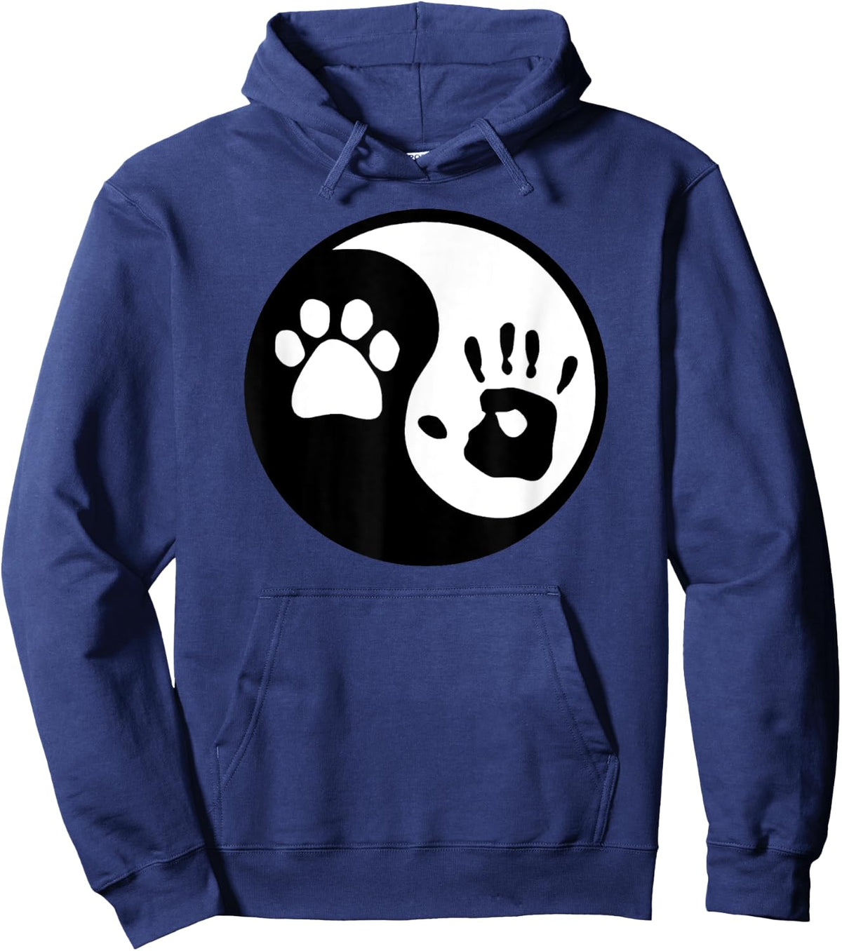 Dog Paw and Human Hand Print Yin Yang Hoodie - Hoodie | Navy
