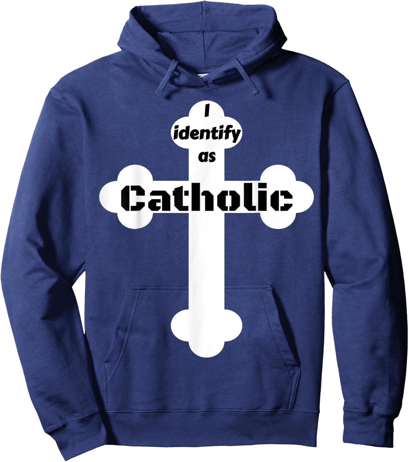 I Identify As Catholic Cross Hoodie - Hoodie | Navy