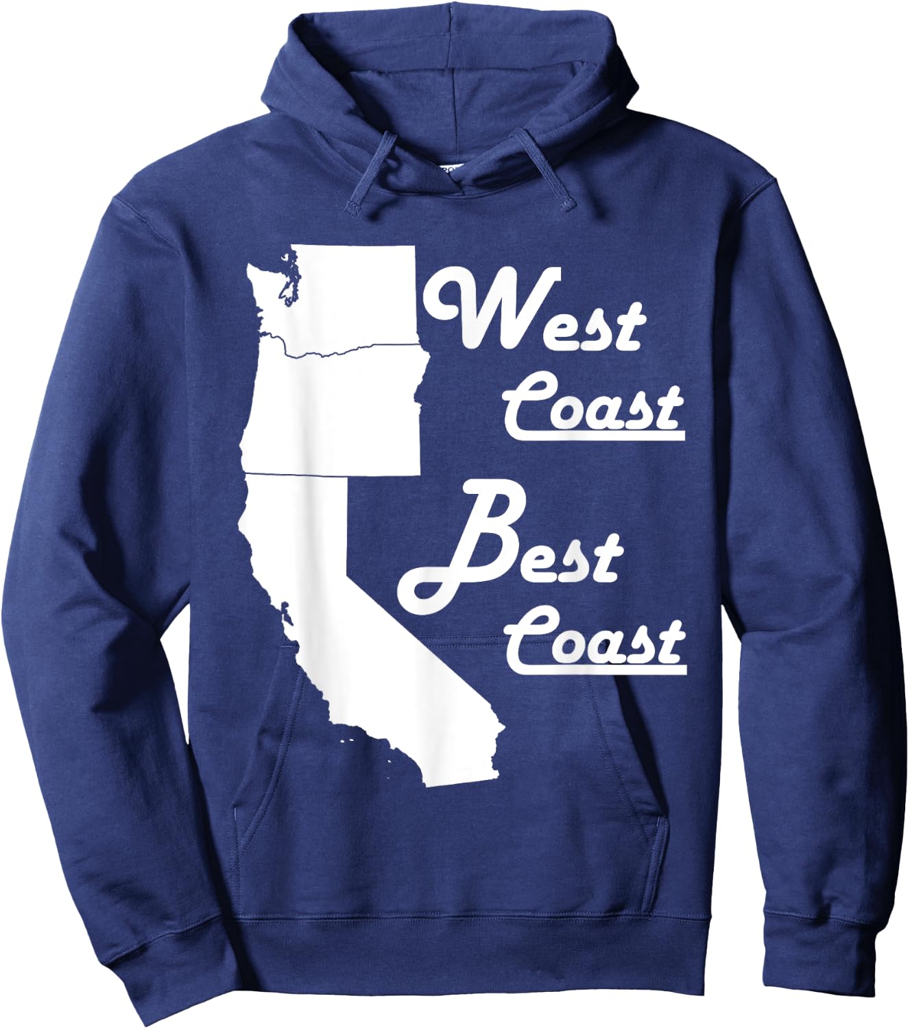 West Coast Best Coast Map Hoodie - Hoodie | Navy