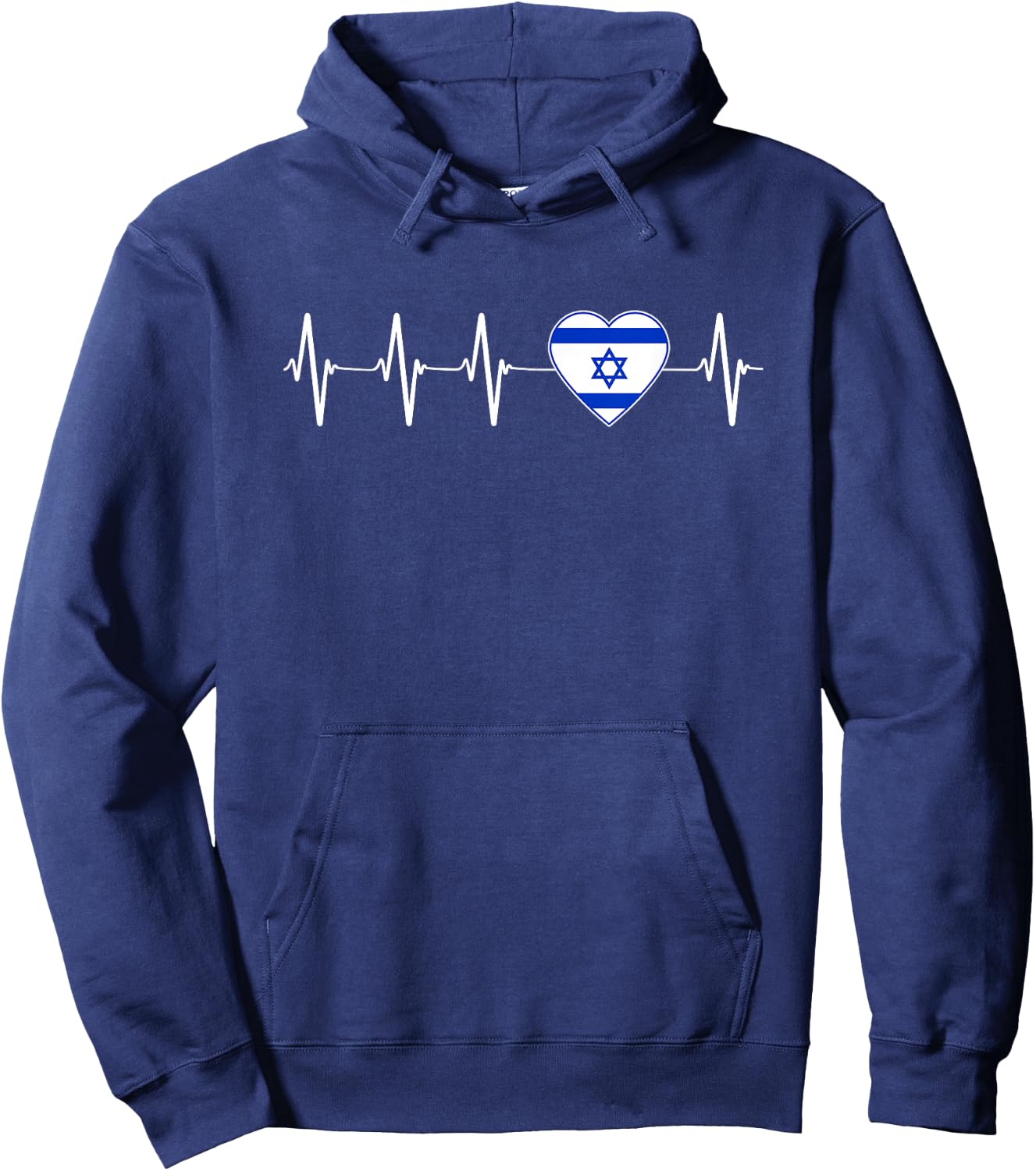 Israeli Heartbeat I Love Israel Flag Pro Jewish Hoodie - Hoodie | Navy