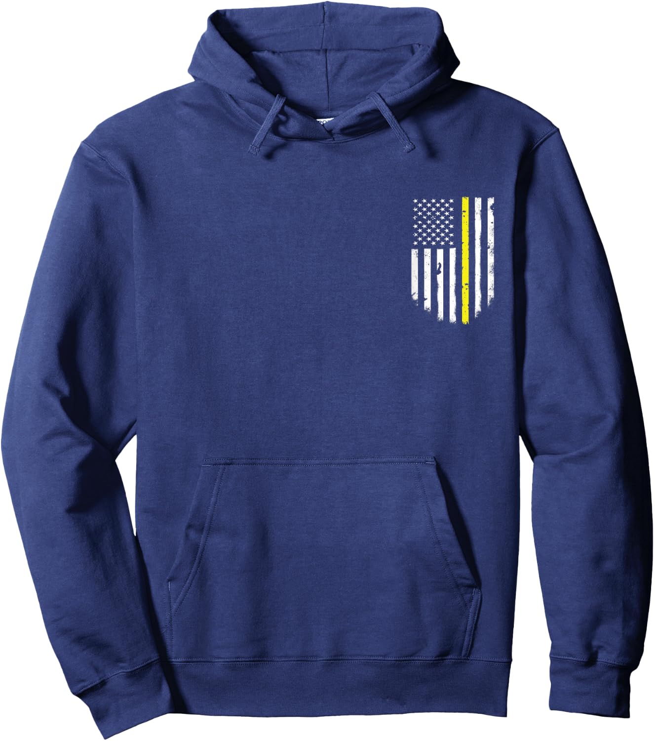 Thin Yellow Line American Flag Pocket Vintage Hoodie - Hoodie | Navy