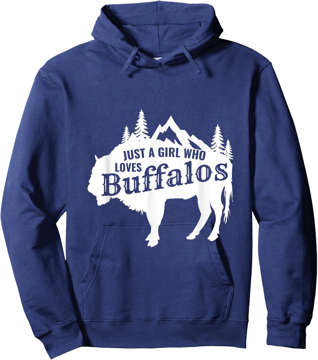 Just a Girl Who Loves Buffalo Animal Funny Gift Hoodie - Hoodie | Navy