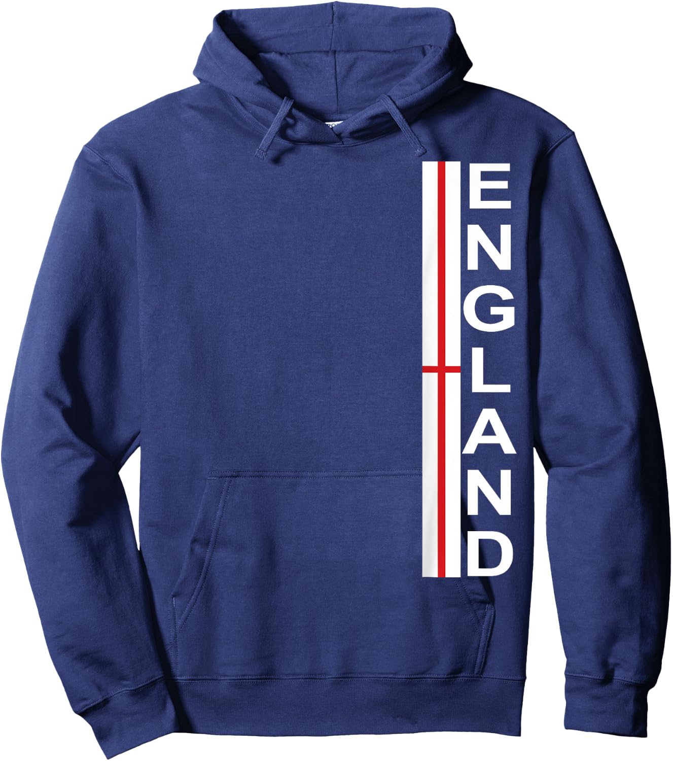 England Vertical Text and English Flag Hoodie - Hoodie | Navy