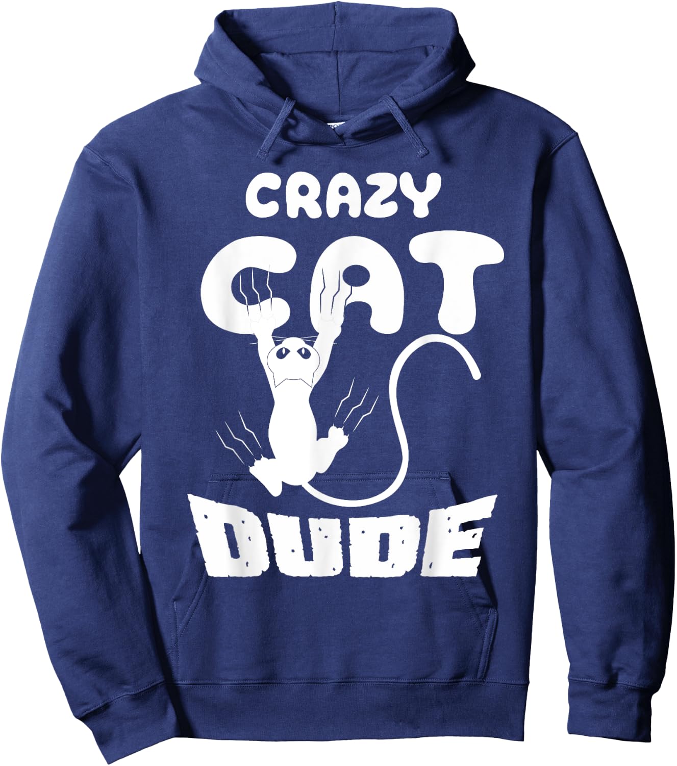 Crazy Cat Dude T Shirt funny Kitty Hoodie - Hoodie | Navy
